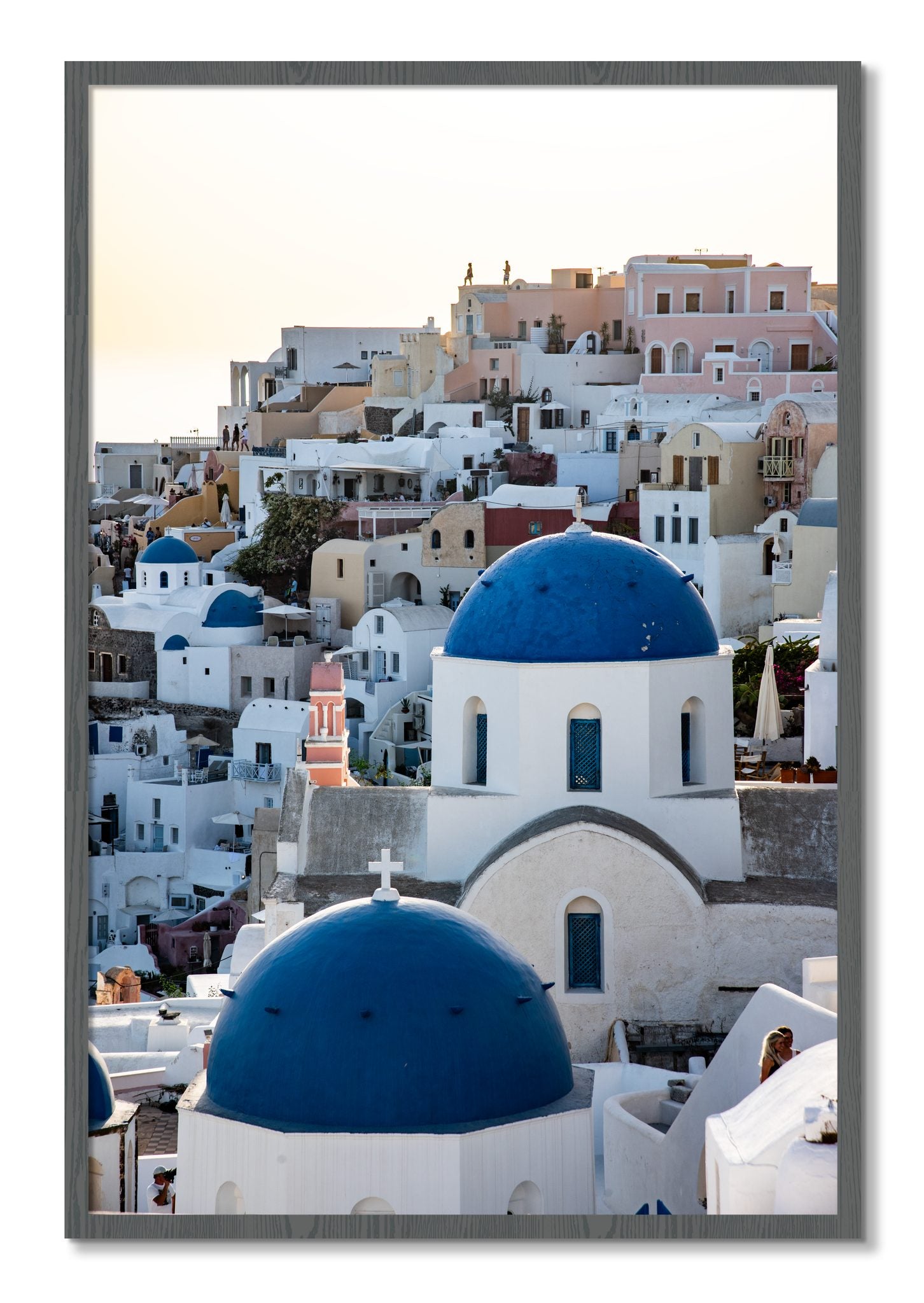 Framed photograph of Greek Village by Dylan Ozanich, Grey frame, Full Bleed
