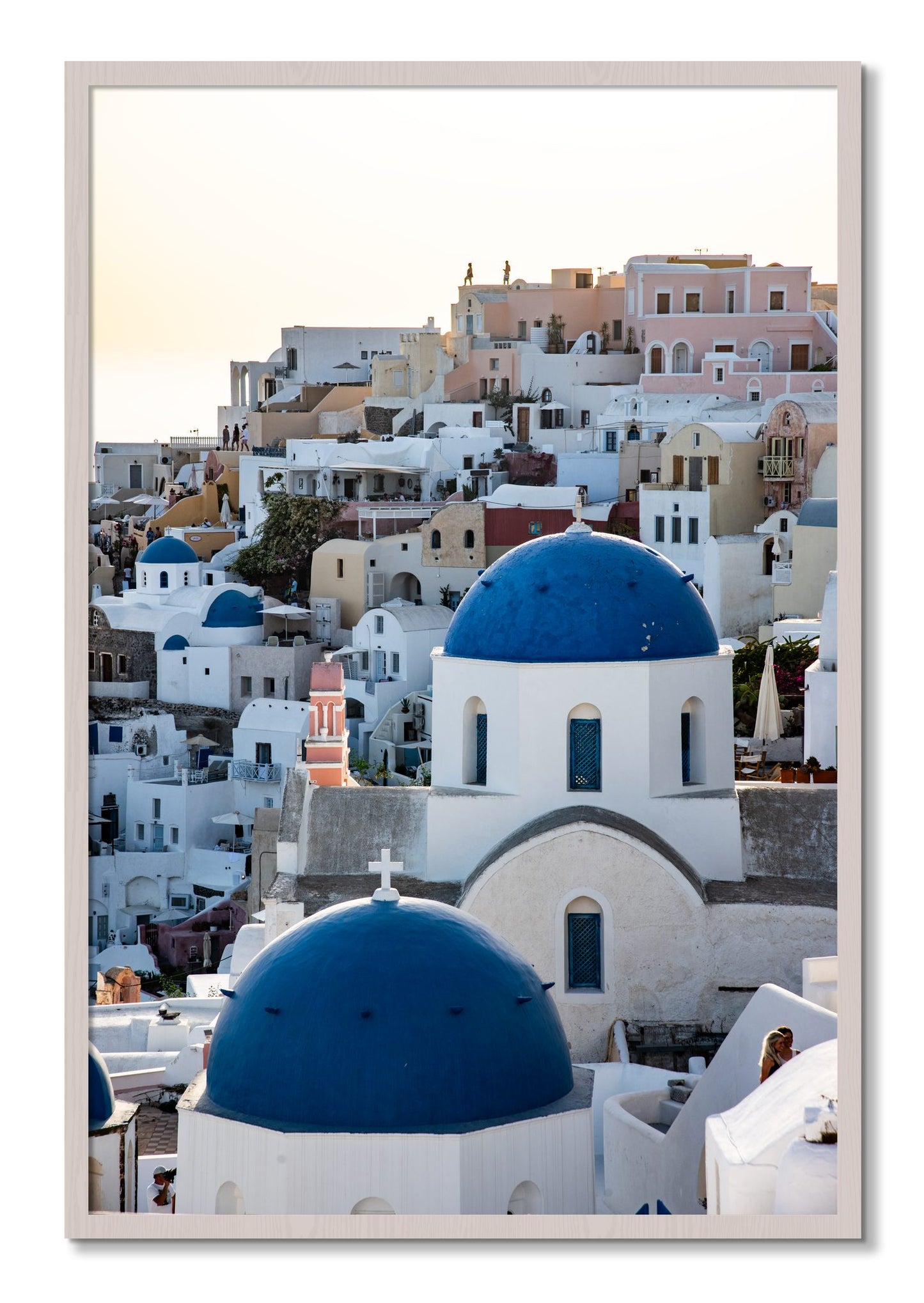 Framed photograph of Greek Village by Dylan Ozanich, White Maple frame, Full Bleed