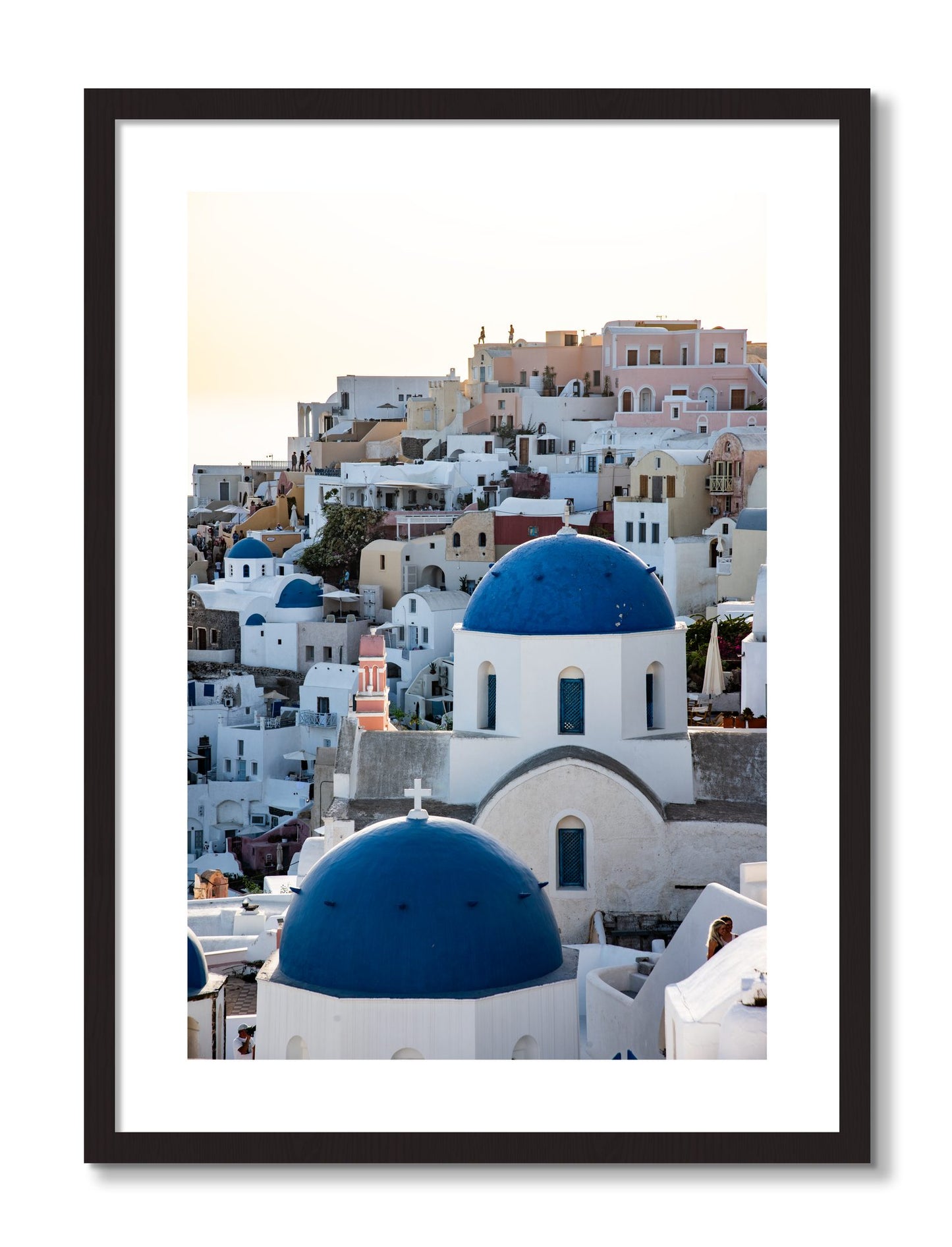 Framed photograph of Greek Village by Dylan Ozanich, Black Walnut frame, Borders