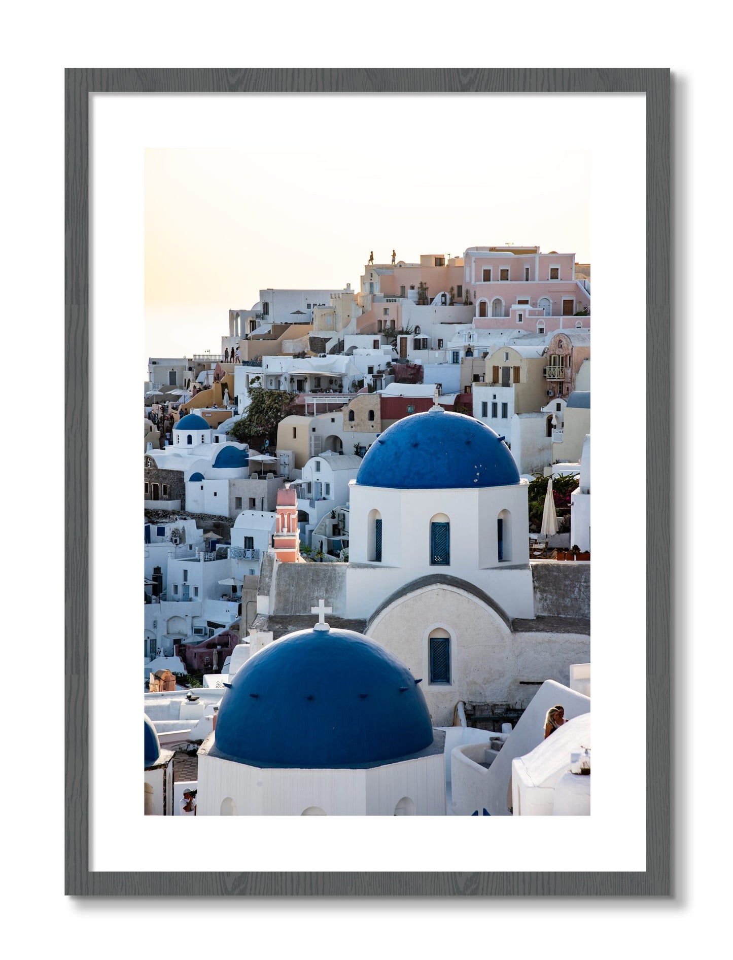 Framed photograph of Greek Village by Dylan Ozanich, Grey frame, Borders