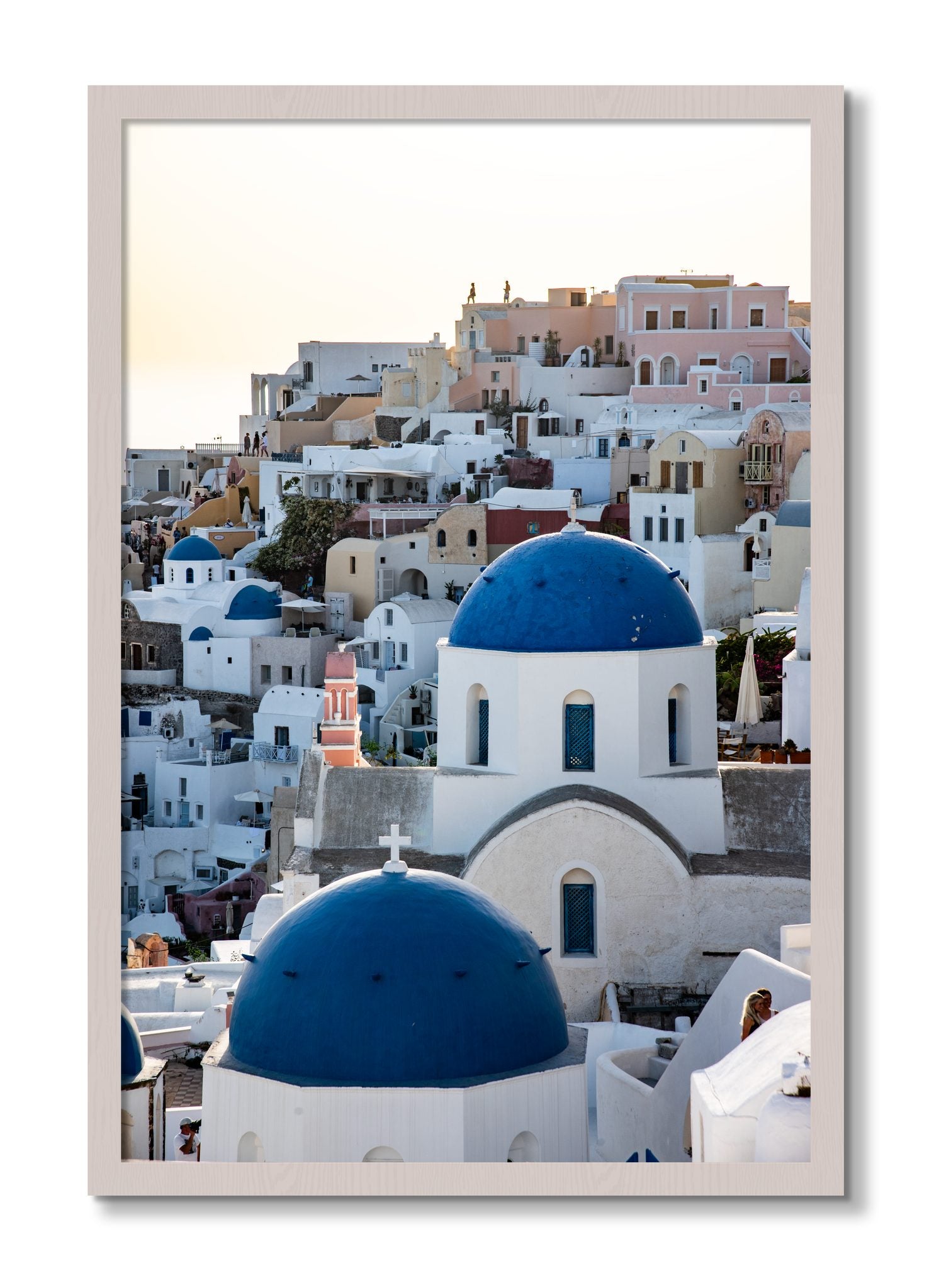 Framed photograph of Greek Village by Dylan Ozanich, White Maple frame, Full Bleed