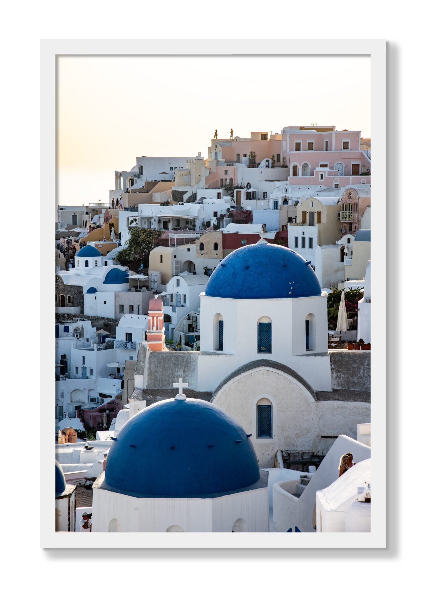 Framed photograph of Greek Village by Dylan Ozanich, White frame, Full Bleed