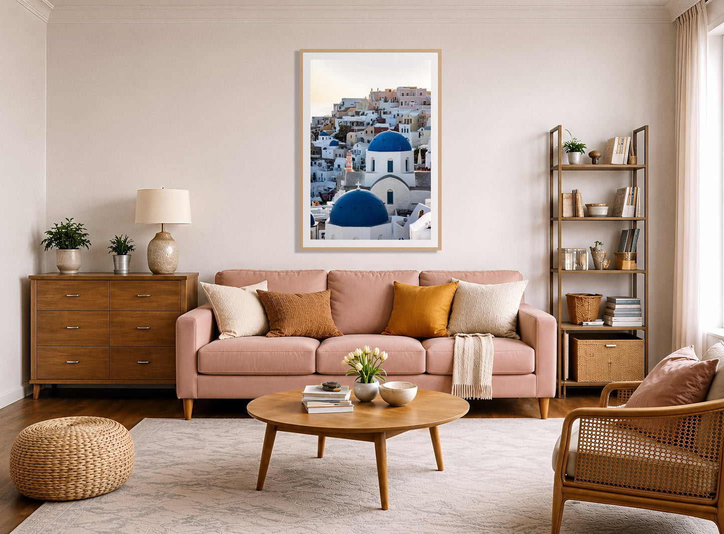 Framed photograph of Greek Village by Dylan Ozanich displayed on a wall