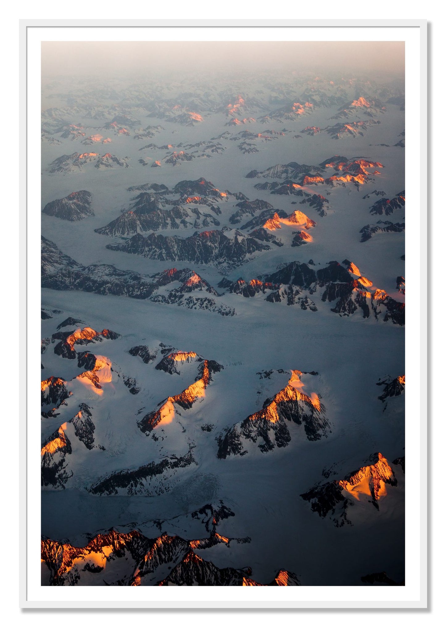 Greenland Light by Dylan Ozanich, 48×72 print with a White Border in a White frame