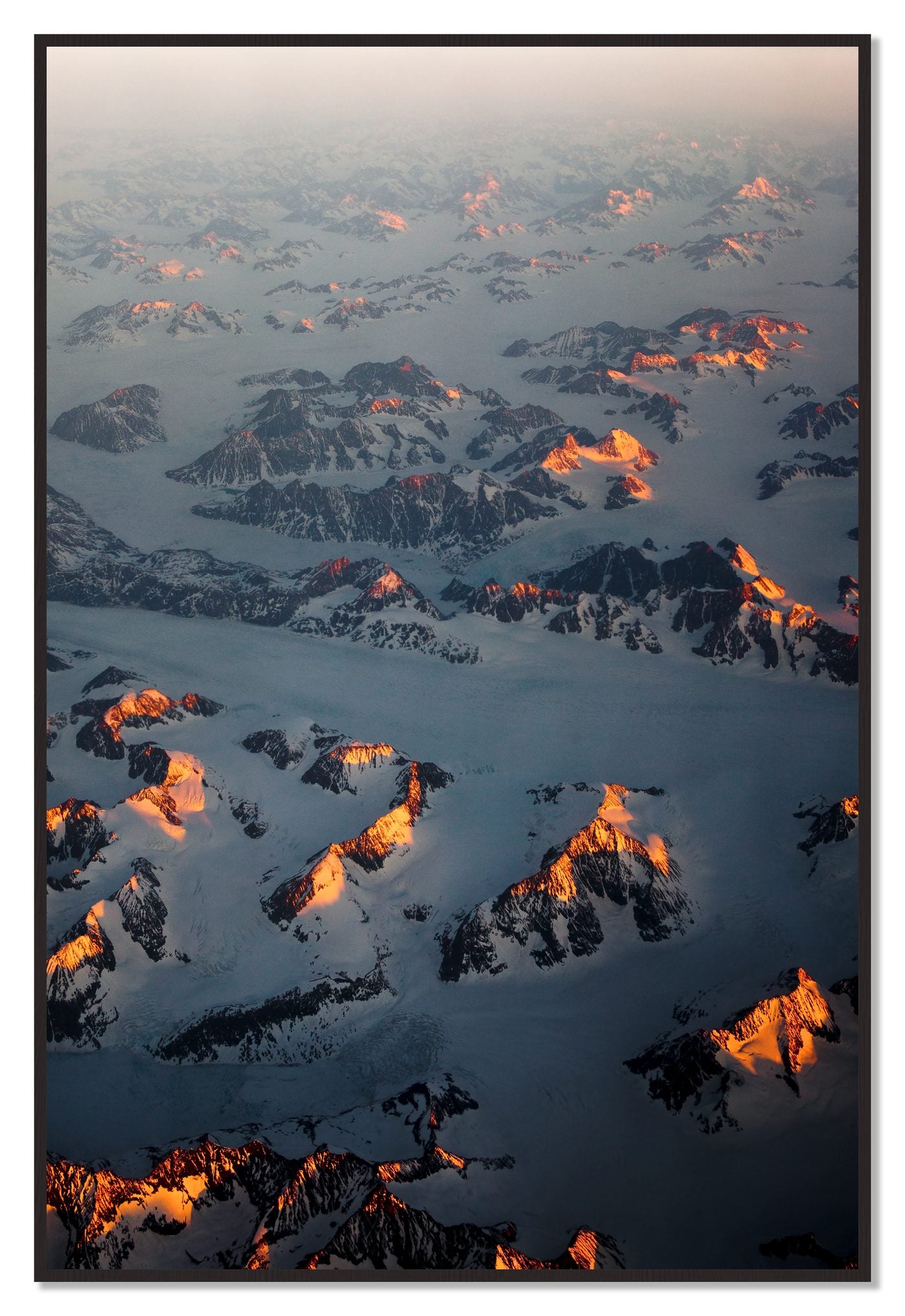 Greenland Light by Dylan Ozanich, 48×72 Full Bleed Print in a Black Walnut frame