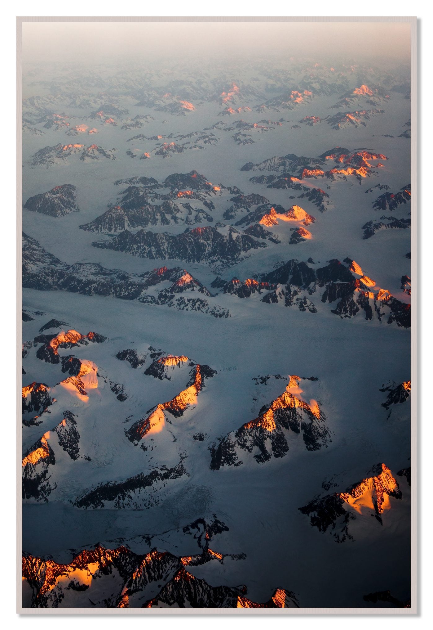 Greenland Light by Dylan Ozanich, 48×72 Full Bleed Print in a White Maple frame
