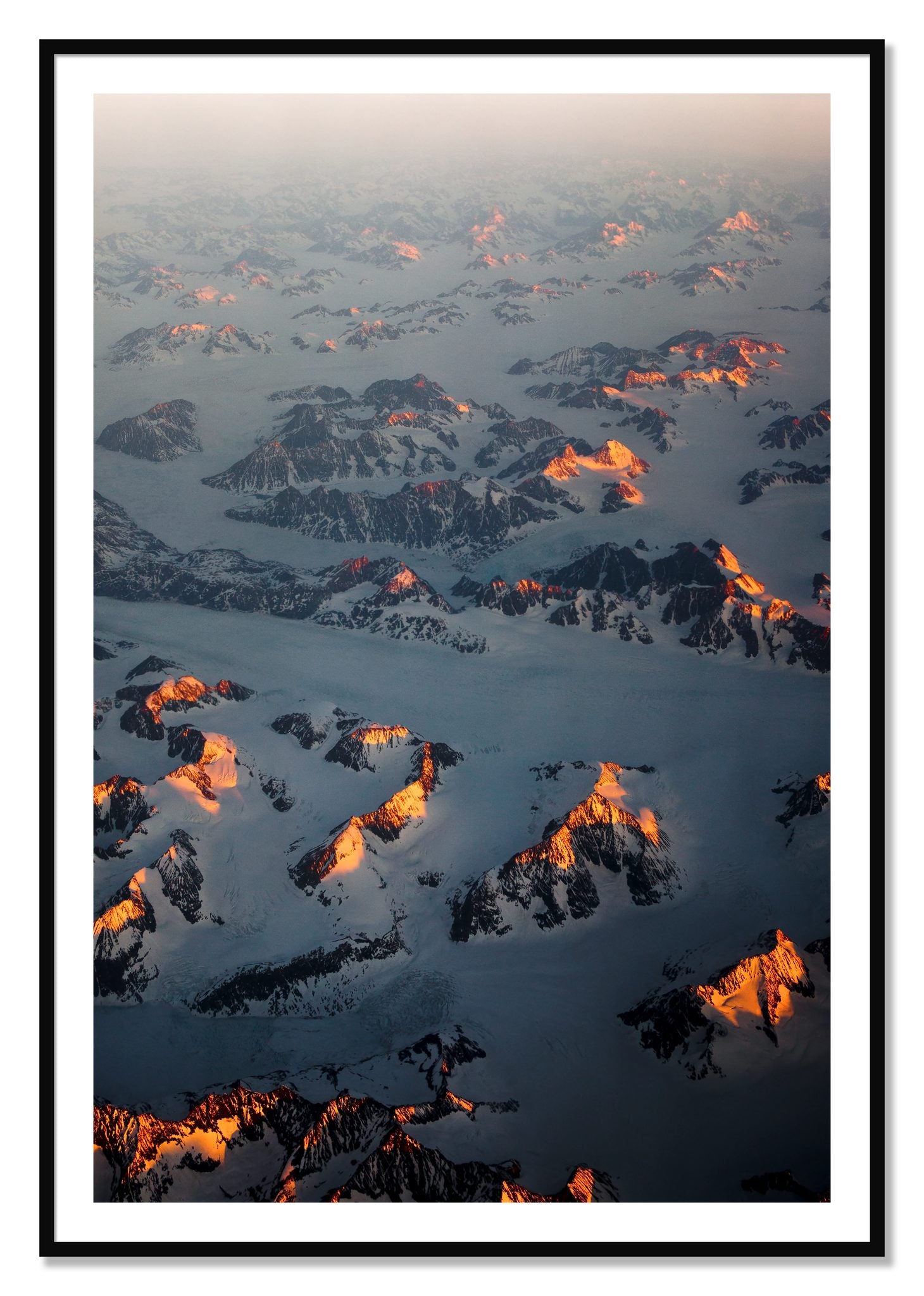 Framed photograph of Greenland Light by Dylan Ozanich, Black frame, Borders
