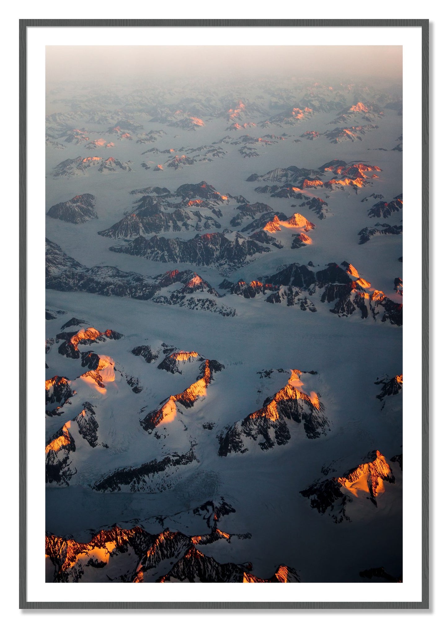 Framed photograph of Greenland Light by Dylan Ozanich, Grey frame, Borders