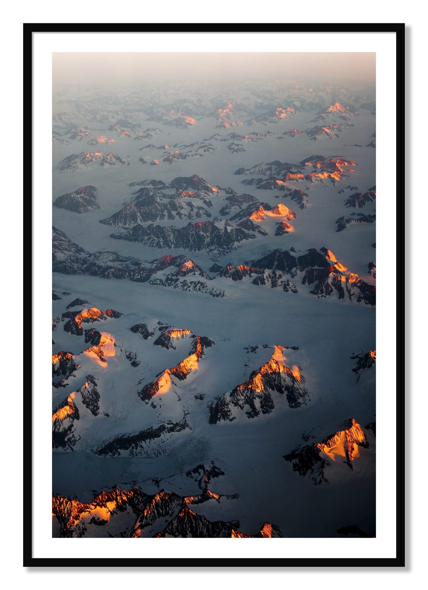 Framed photograph of Greenland Light by Dylan Ozanich, Black frame, Borders