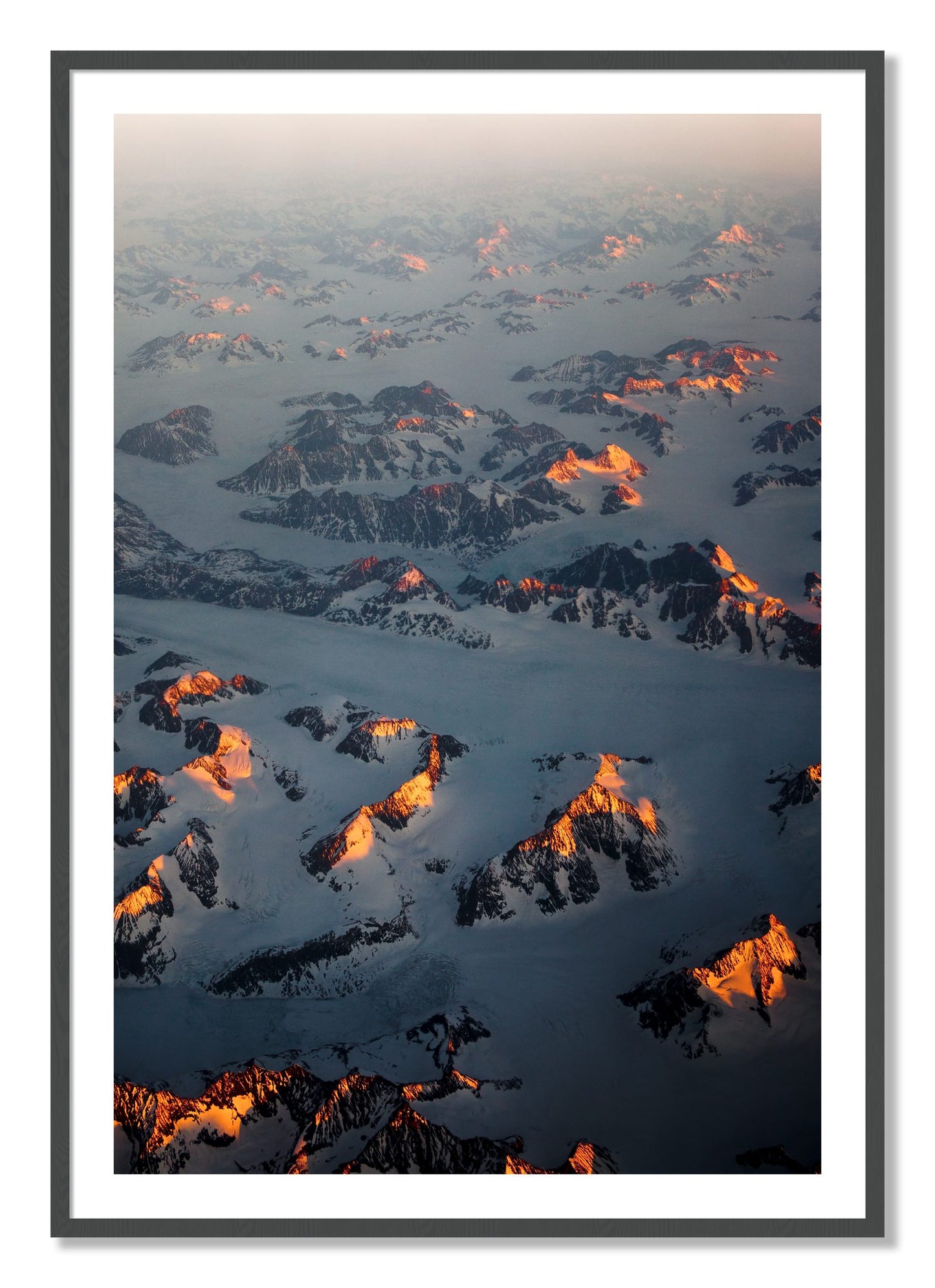 Framed photograph of Greenland Light by Dylan Ozanich, Grey frame, Borders