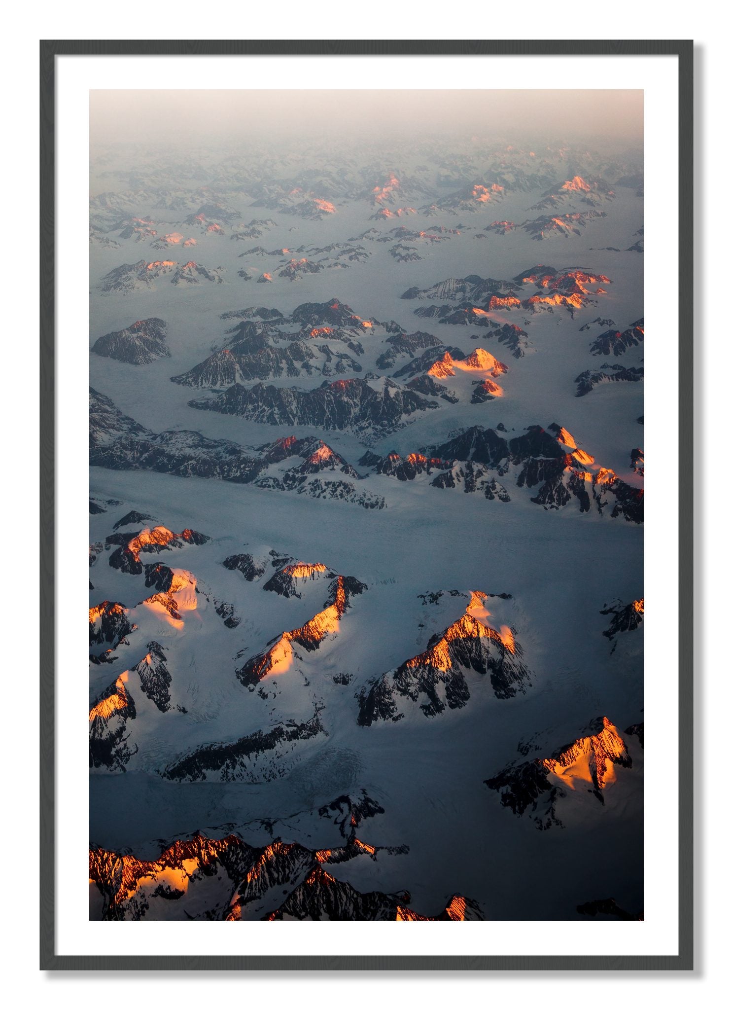Framed photograph of Greenland Light by Dylan Ozanich, Grey frame, Borders