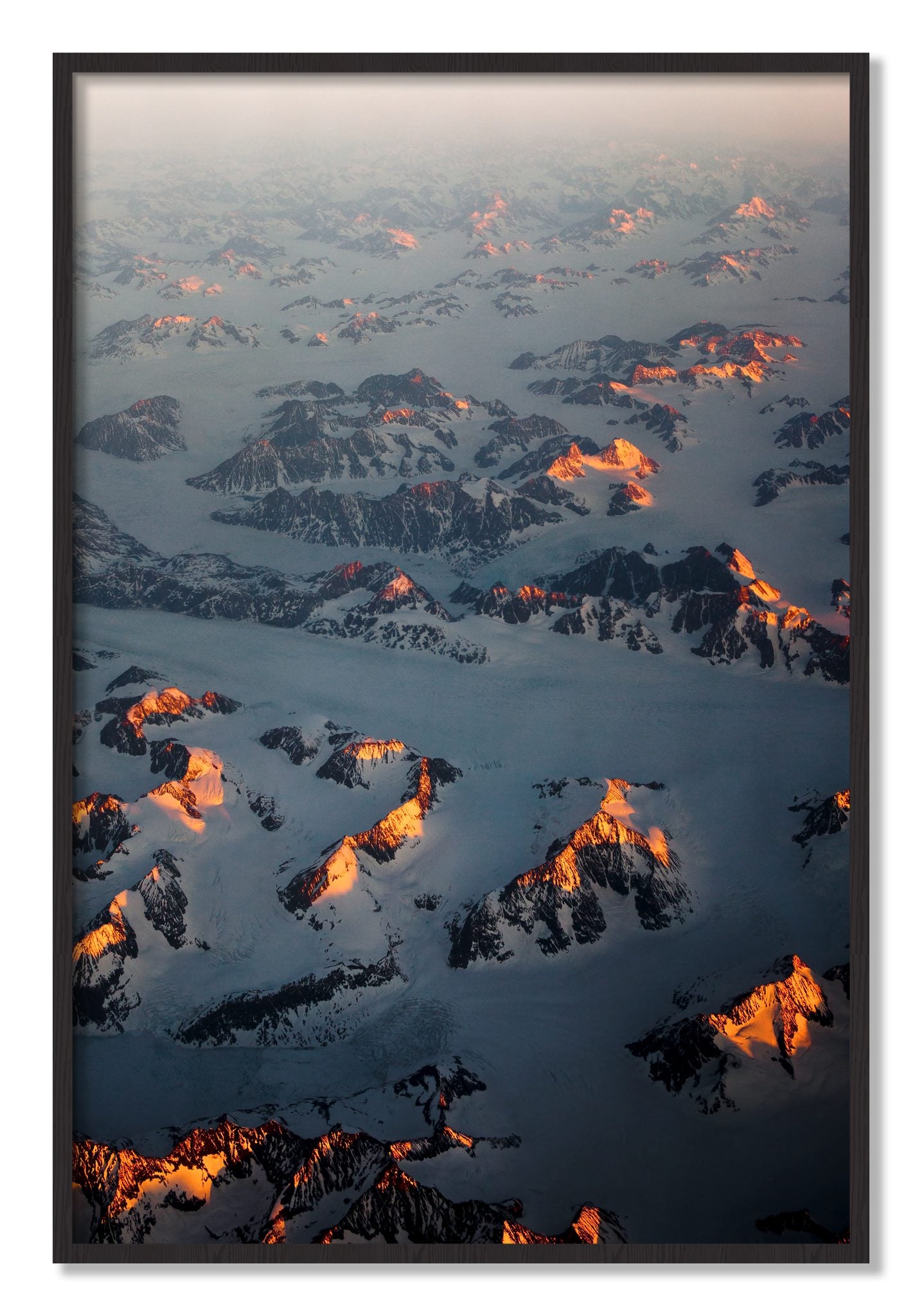 Framed photograph of Greenland Light by Dylan Ozanich, Black Walnut frame, Full Bleed