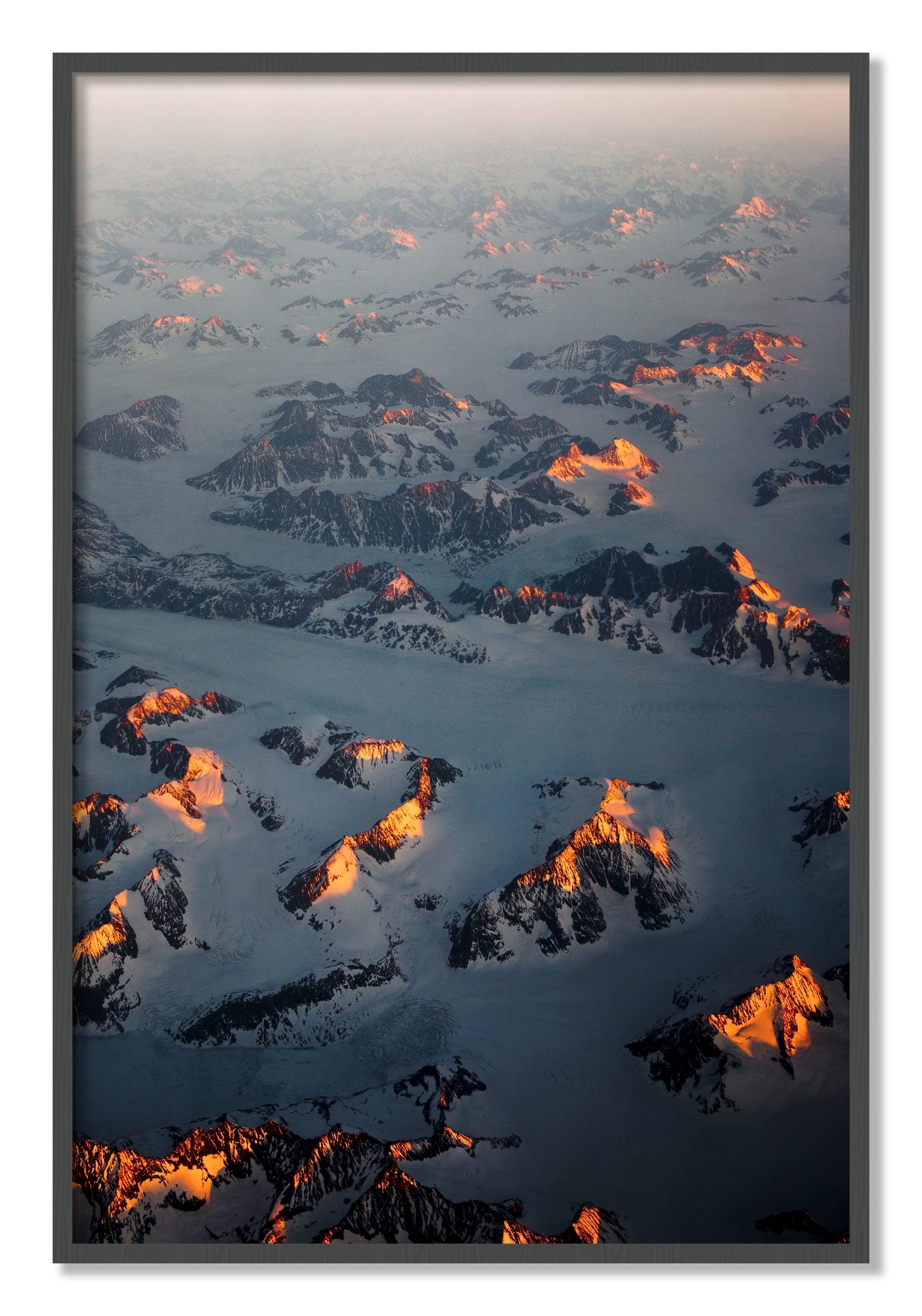 Framed photograph of Greenland Light by Dylan Ozanich, Grey frame, Full Bleed