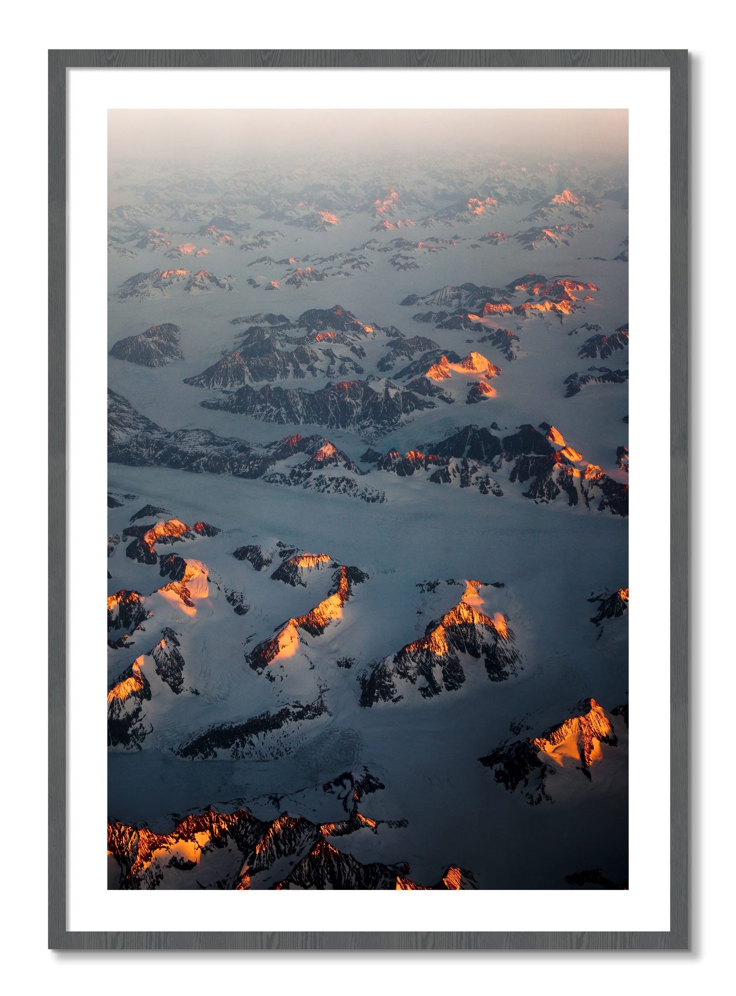Framed photograph of Greenland Light by Dylan Ozanich, Grey frame, Borders