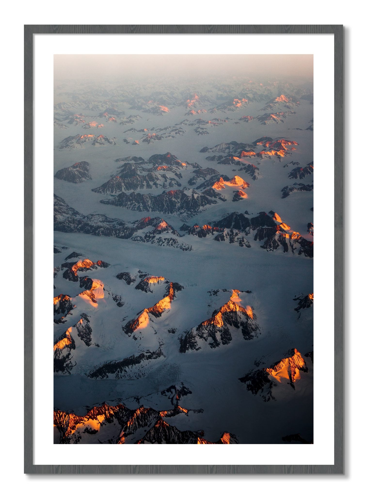 Framed photograph of Greenland Light by Dylan Ozanich, Grey frame, Borders