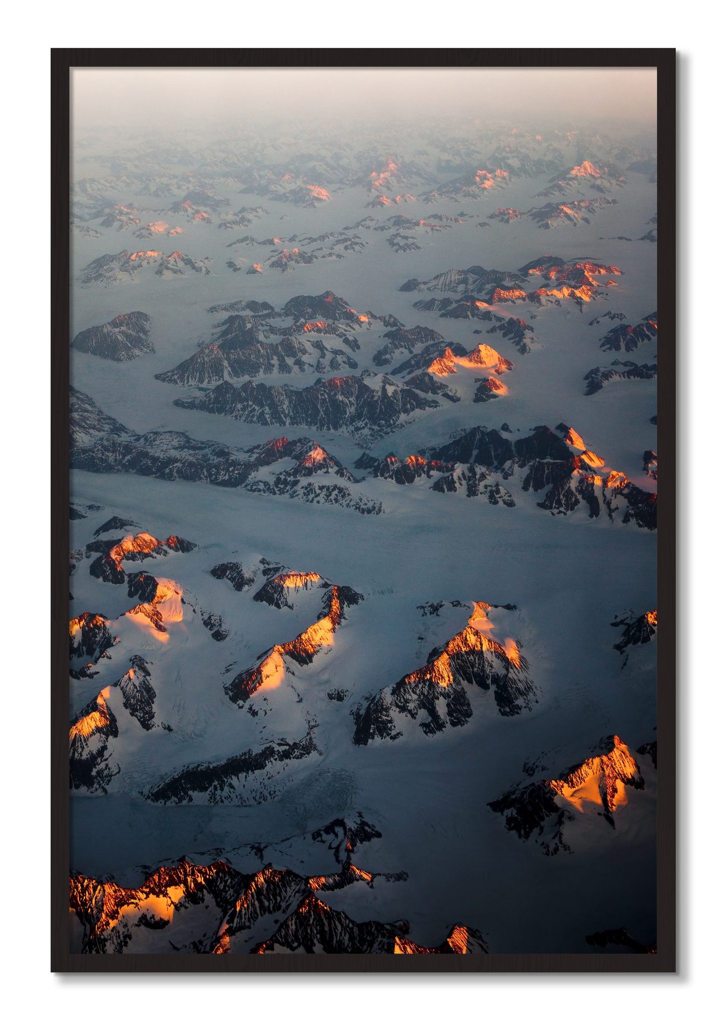 Framed photograph of Greenland Light by Dylan Ozanich, Black Walnut frame, Full Bleed