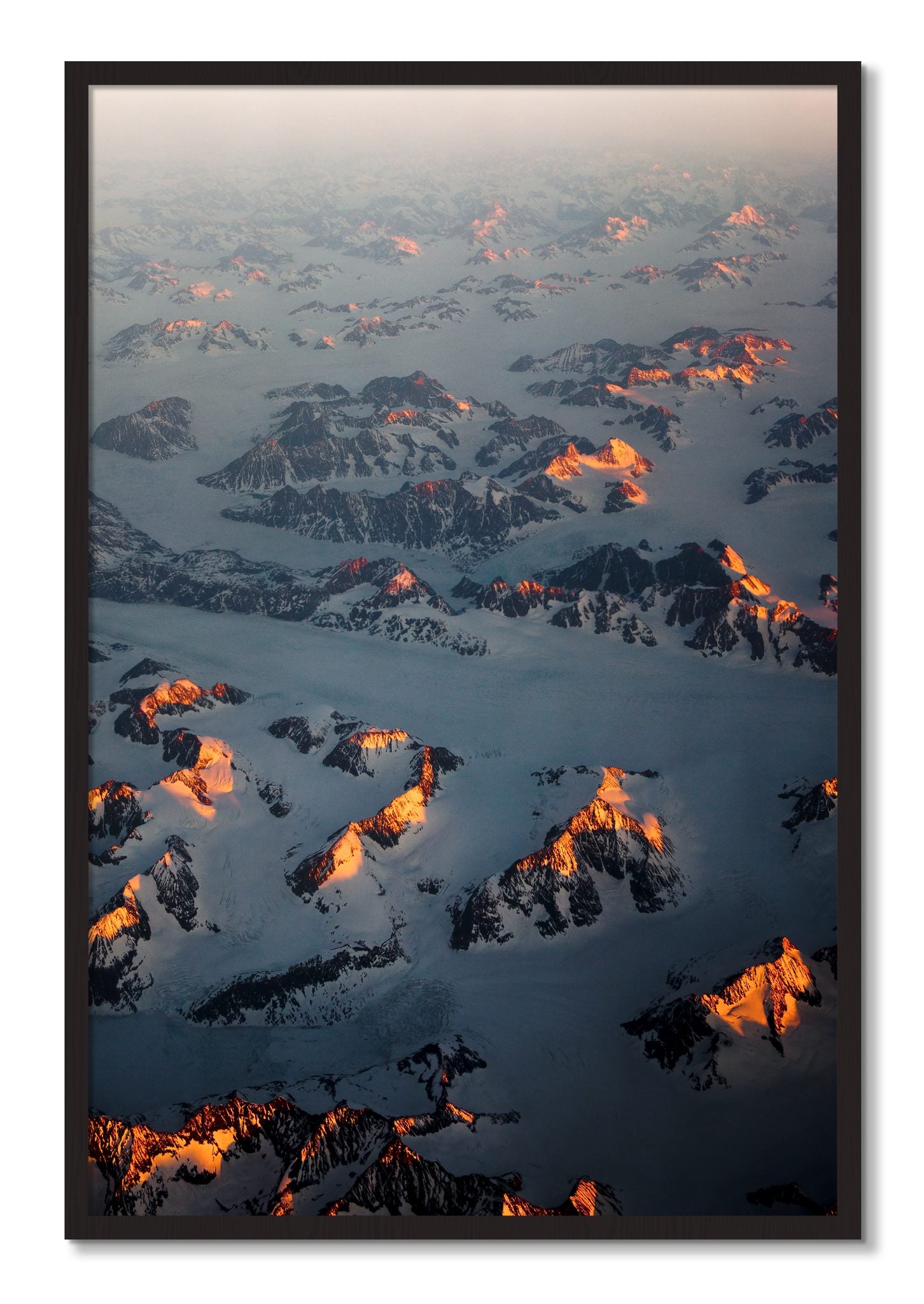 Framed photograph of Greenland Light by Dylan Ozanich, Black Walnut frame, Full Bleed