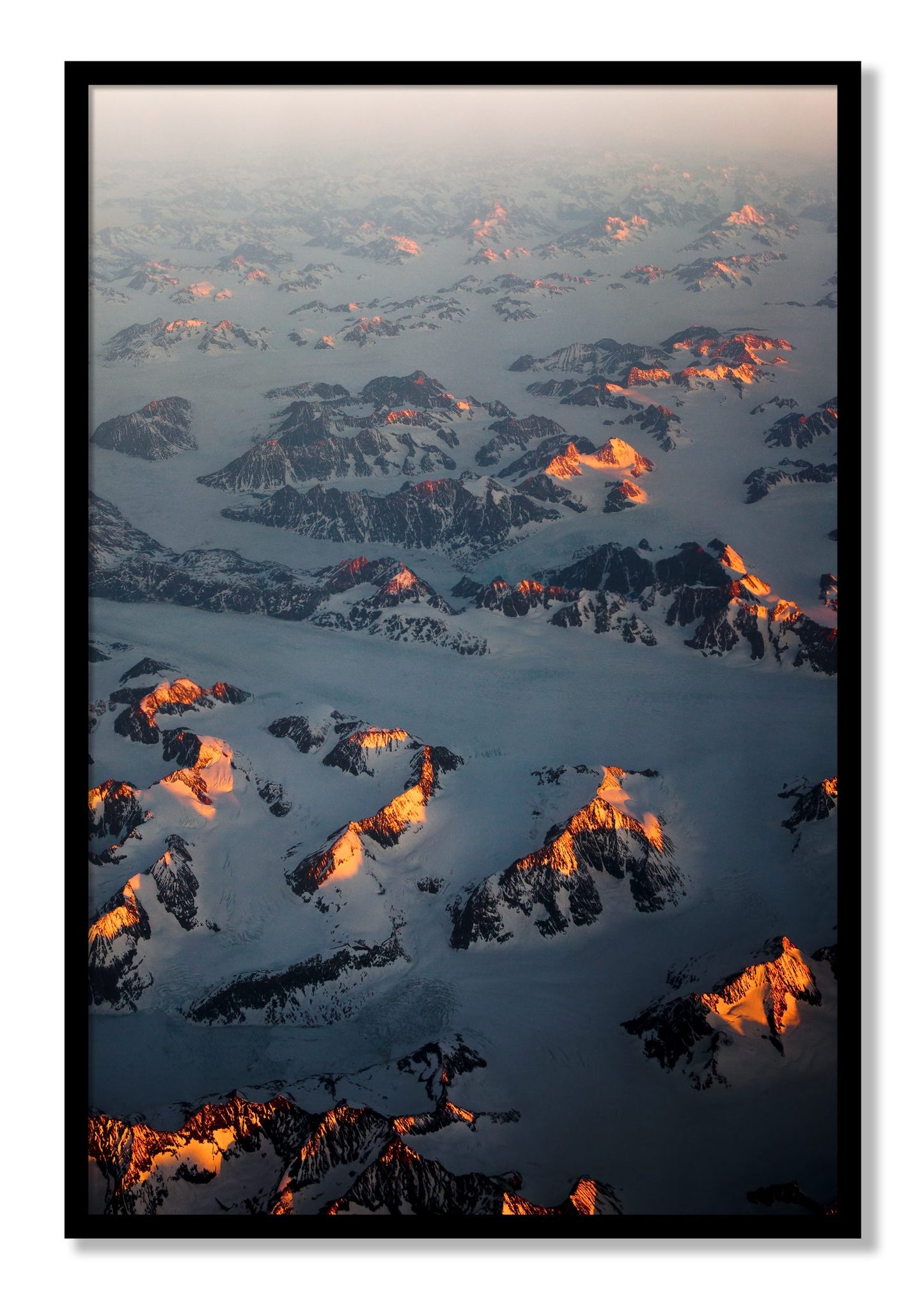 Framed photograph of Greenland Light by Dylan Ozanich, Black frame, Full Bleed