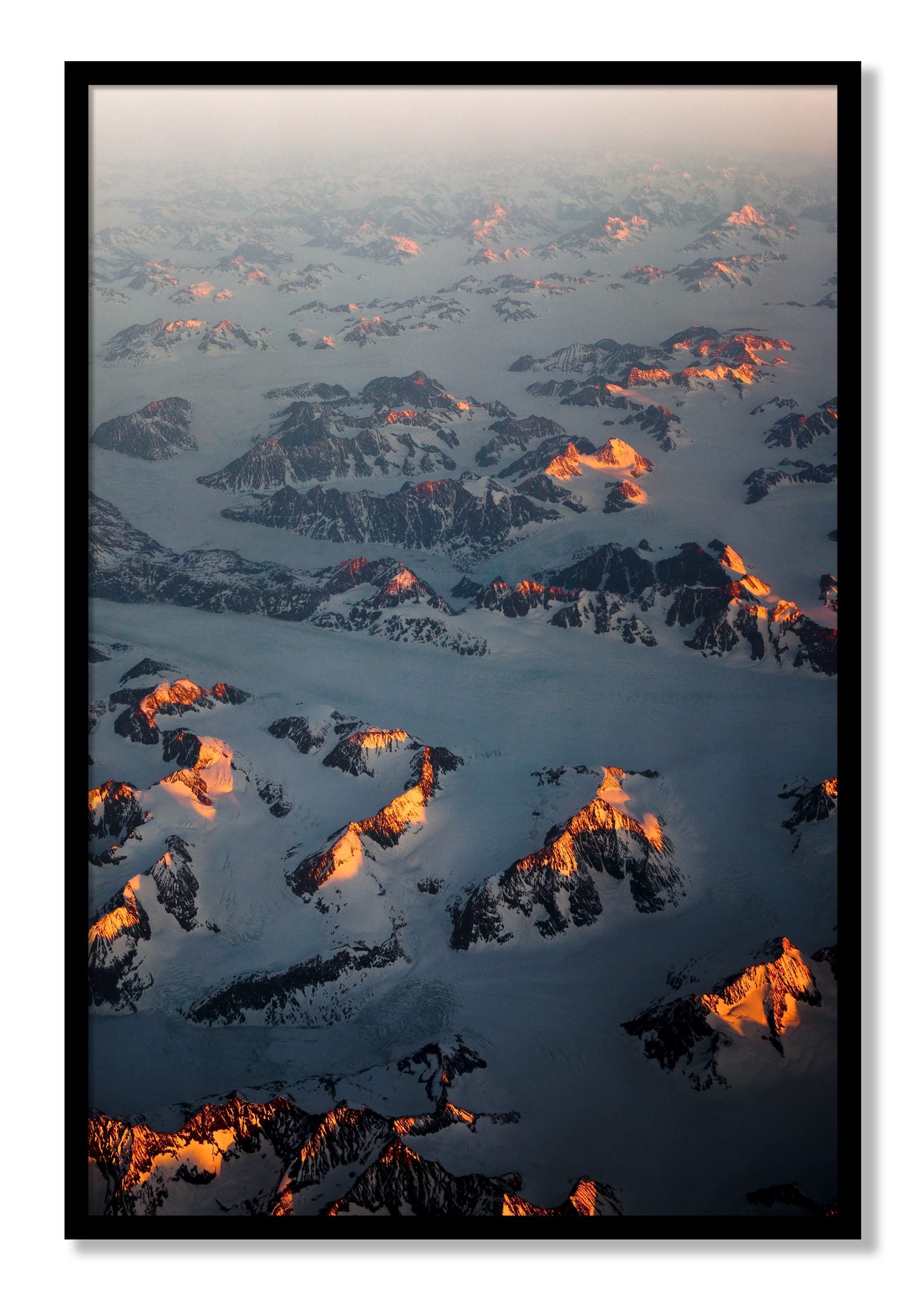 Framed photograph of Greenland Light by Dylan Ozanich, Black frame, Full Bleed