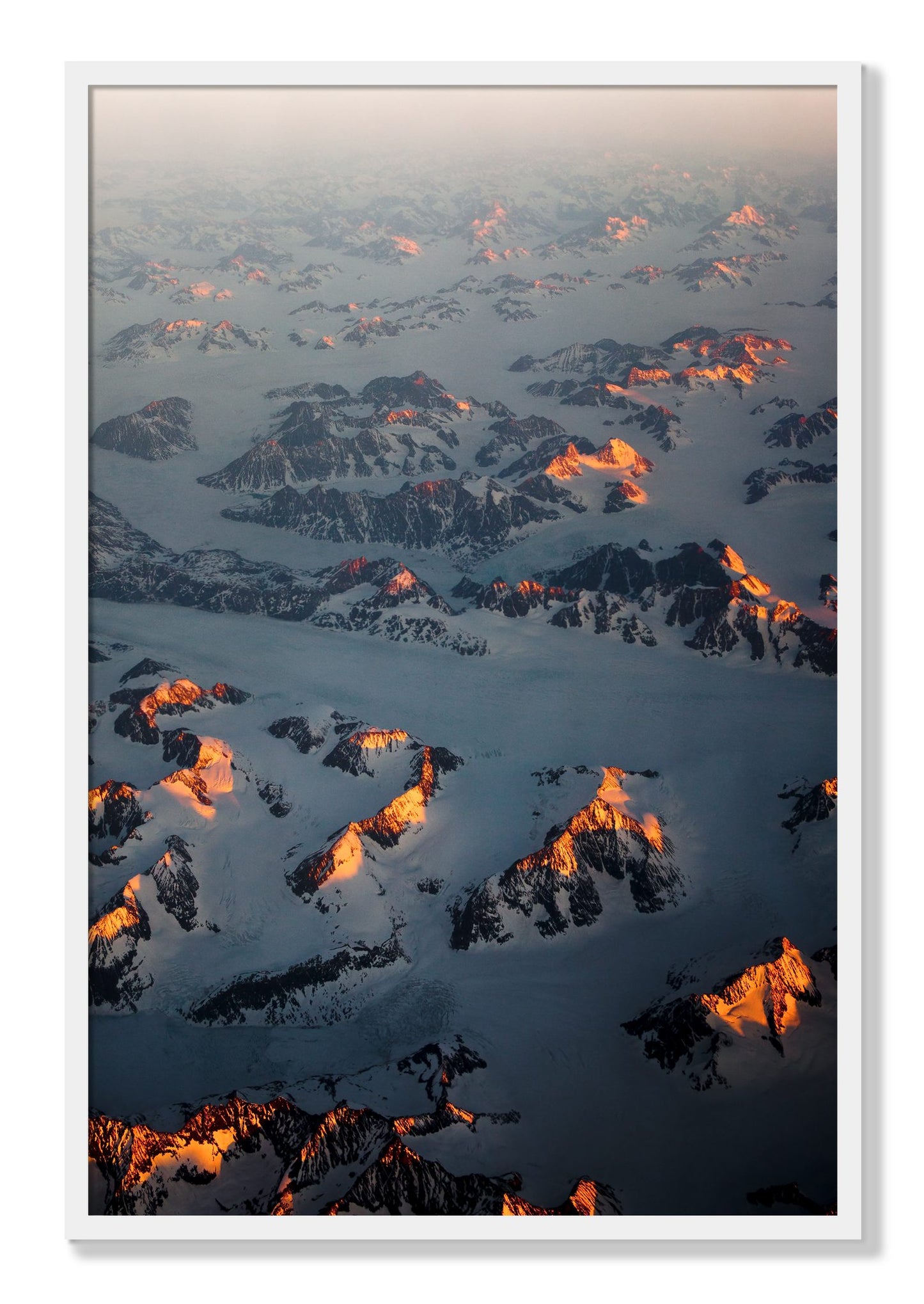 Framed photograph of Greenland Light by Dylan Ozanich, White frame, Full Bleed