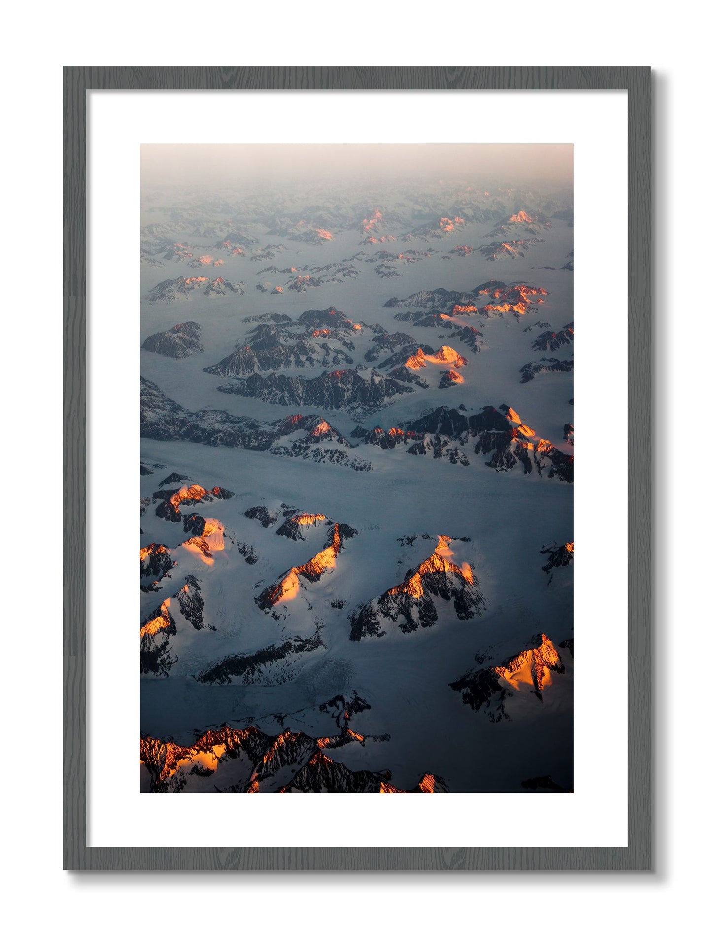 Framed photograph of Greenland Light by Dylan Ozanich, Grey frame, Borders