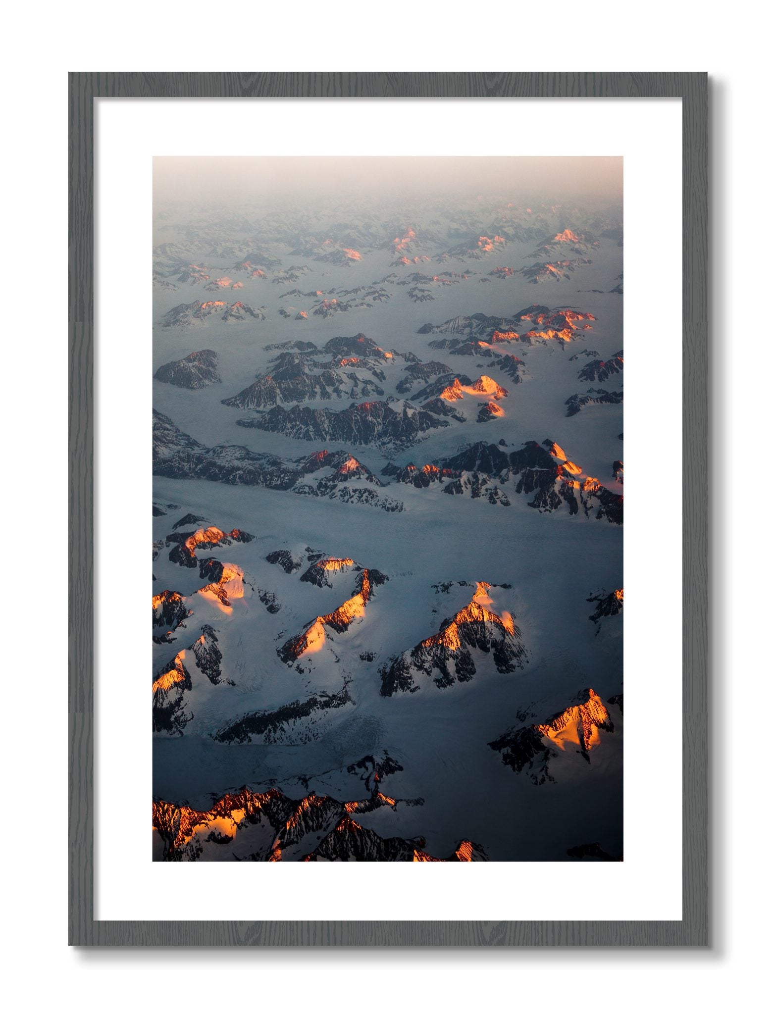 Framed photograph of Greenland Light by Dylan Ozanich, Grey frame, Borders