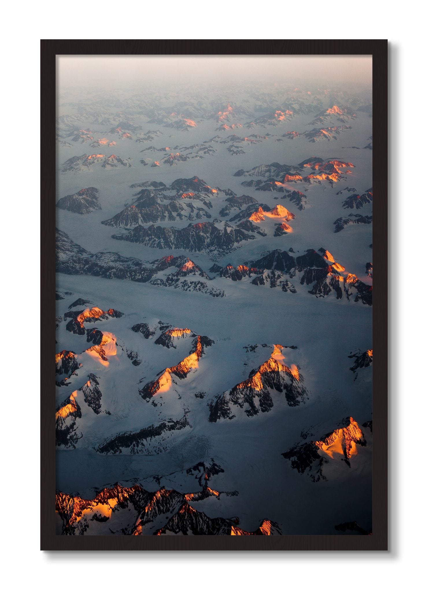 Framed photograph of Greenland Light by Dylan Ozanich, Black Walnut frame, Full Bleed