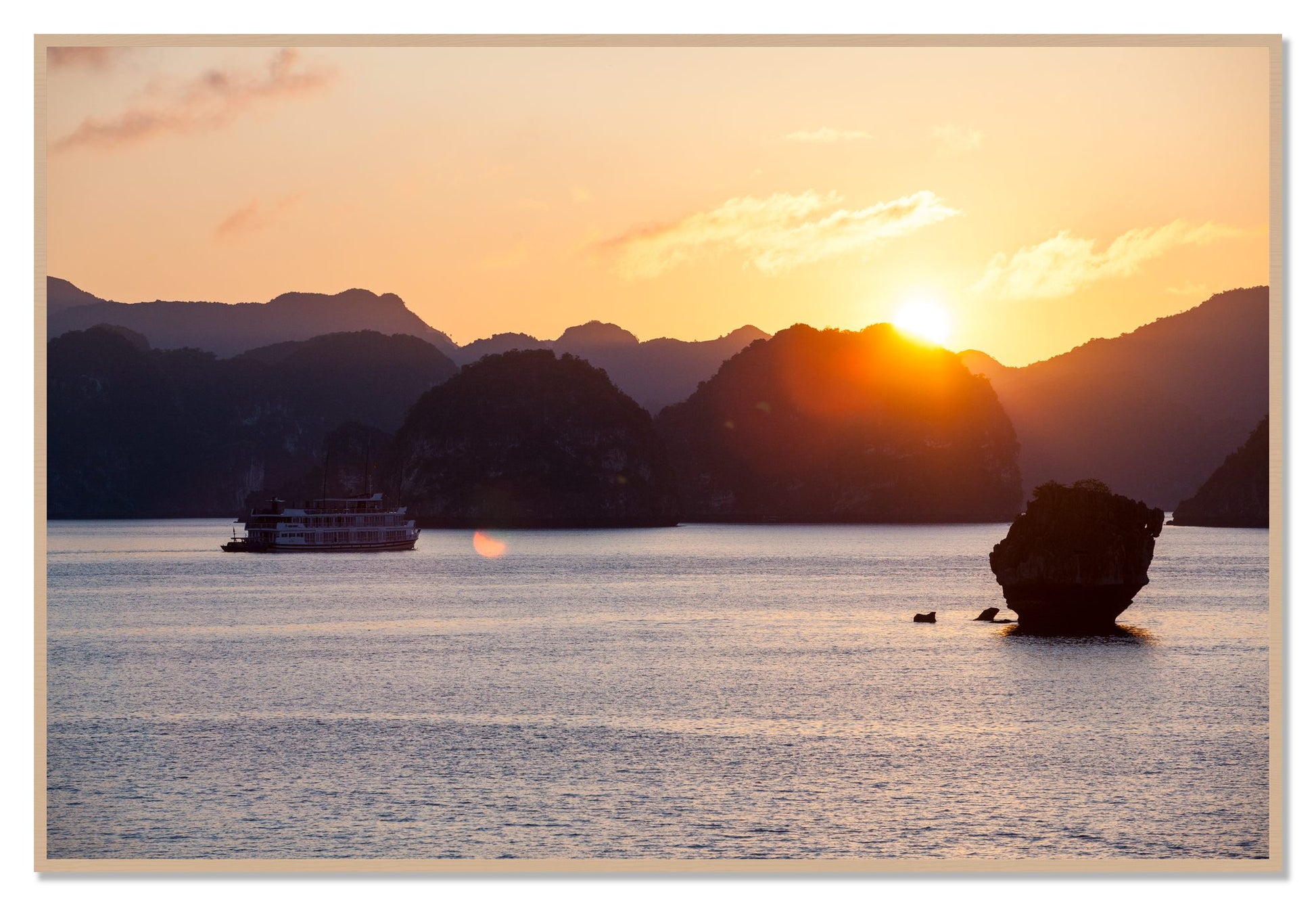 Ha Long Bay by Dylan Ozanich, 48×72 Full Bleed Print in an Oak frame