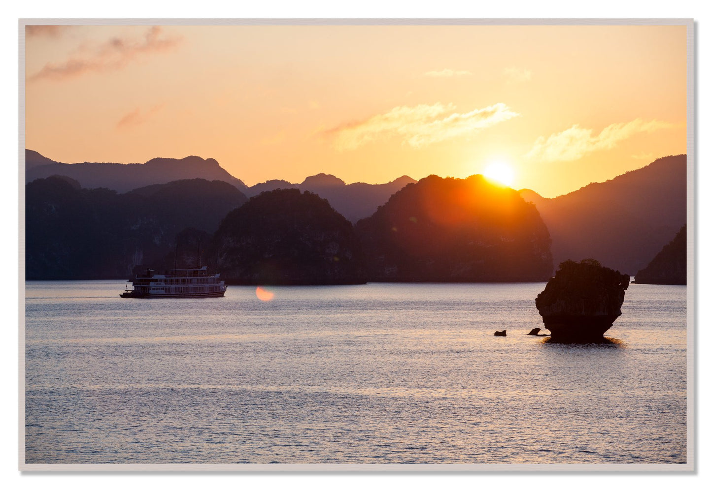 Ha Long Bay by Dylan Ozanich, 48×72 Full Bleed Print in a White Maple frame