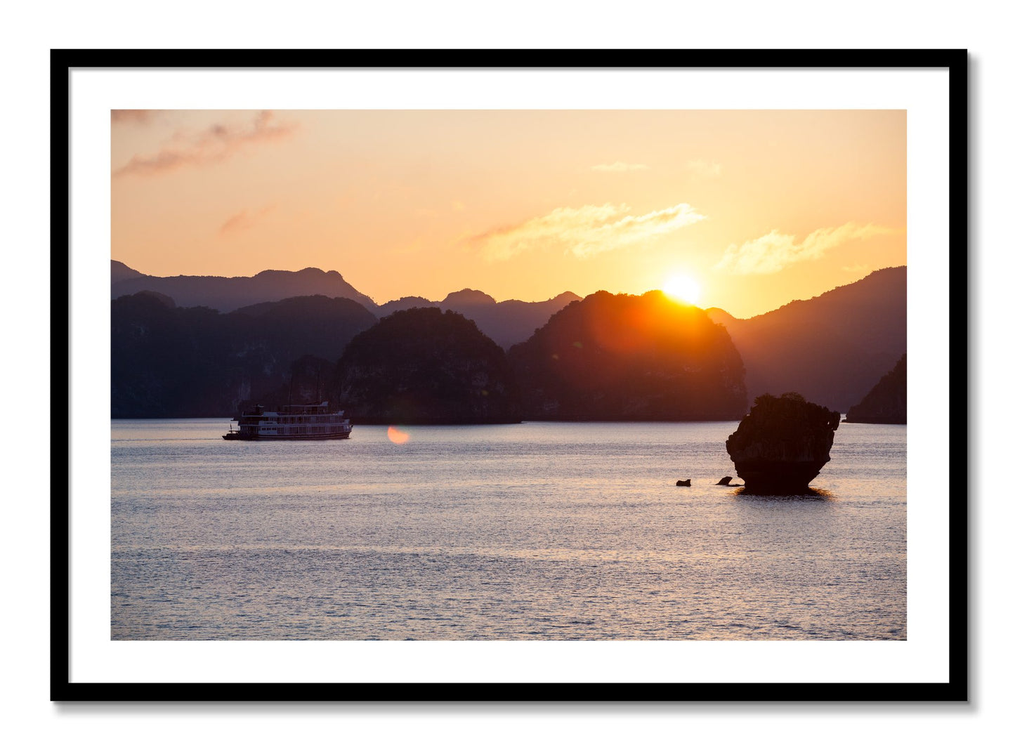 Framed photograph of Ha Long Bay by Dylan Ozanich, Black frame, Borders