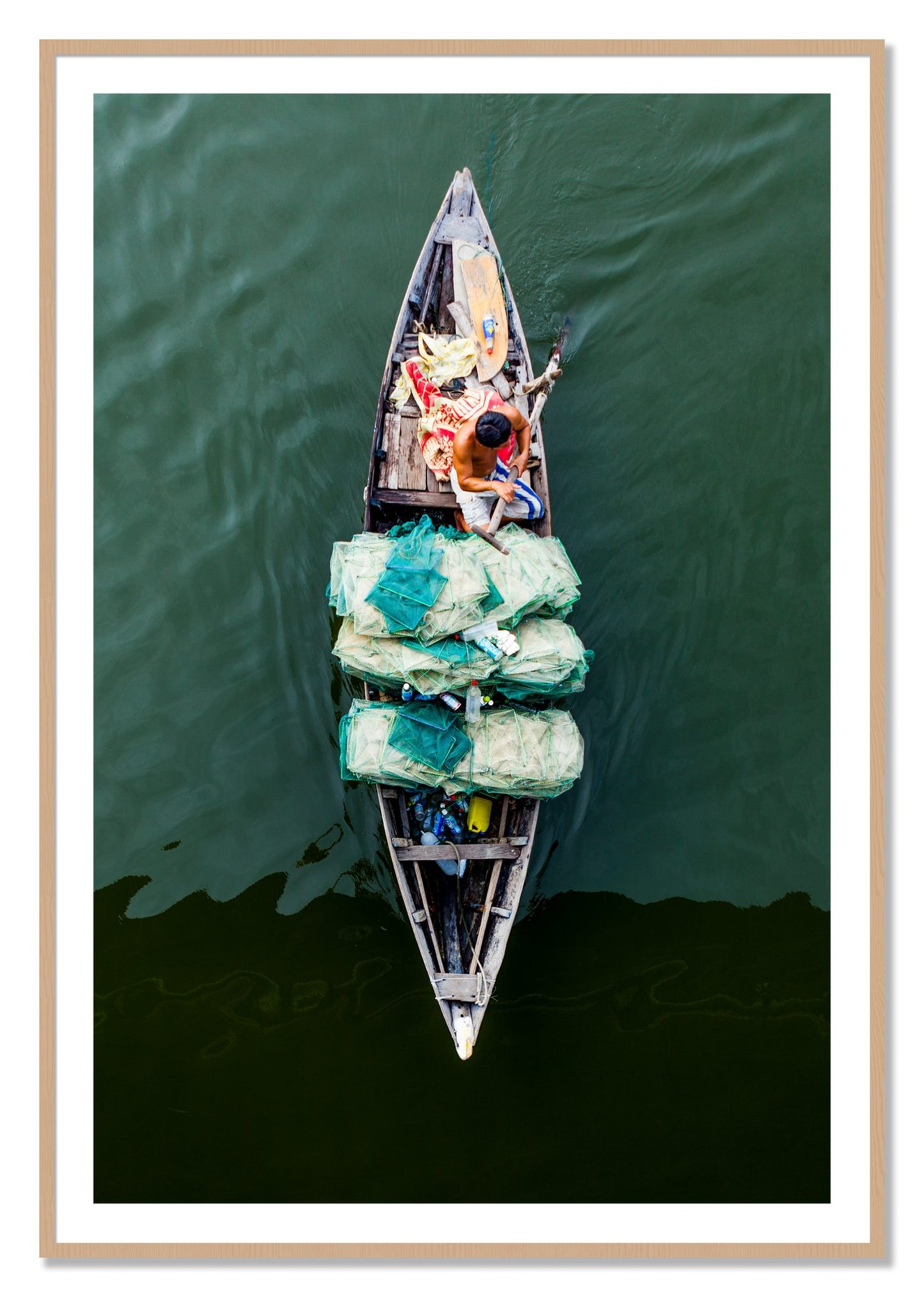 Framed photograph of Hanoi Vietnam by Dylan Ozanich, Oak frame, Borders