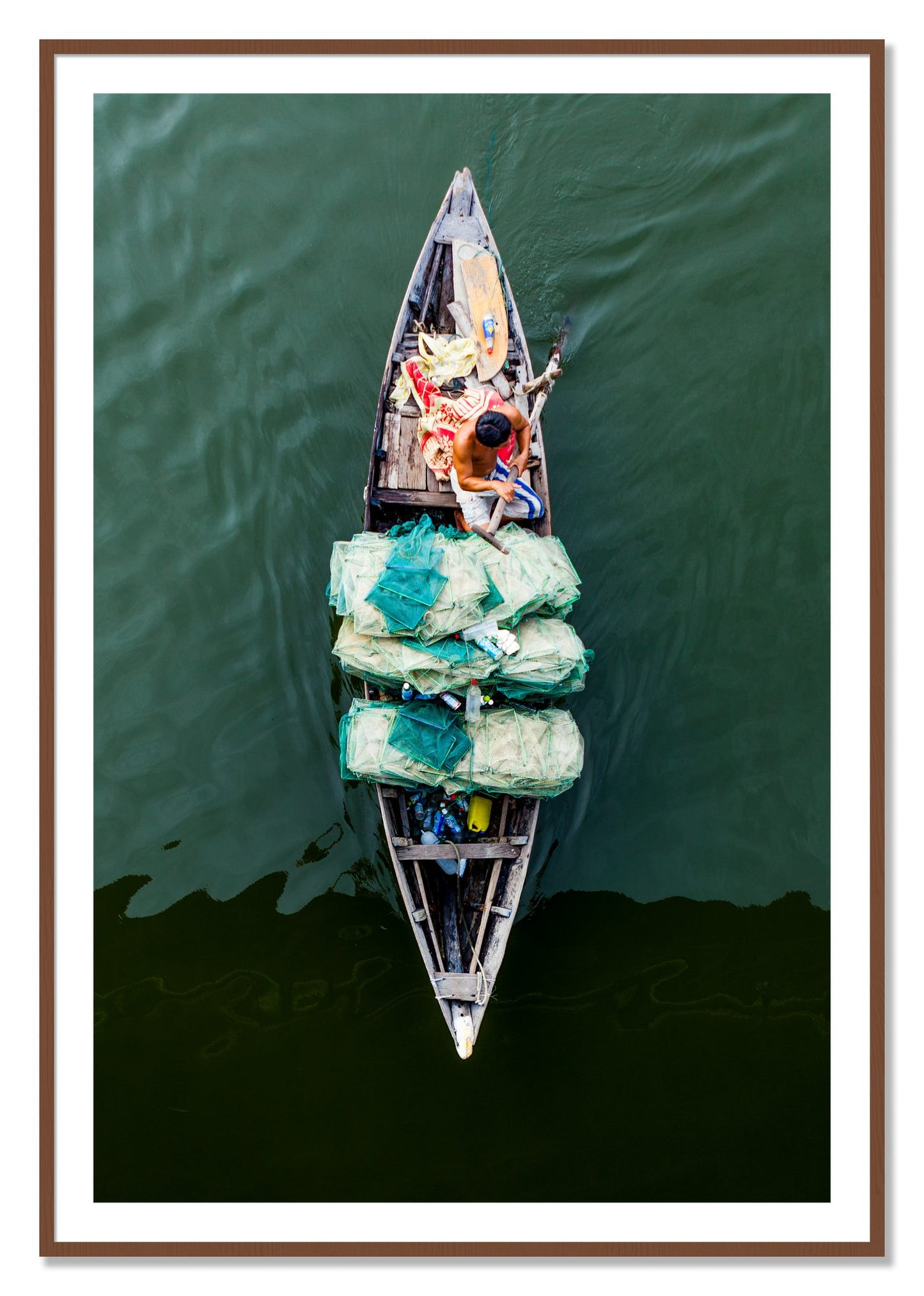 Framed photograph of Hanoi Vietnam by Dylan Ozanich, Walnut frame, Borders