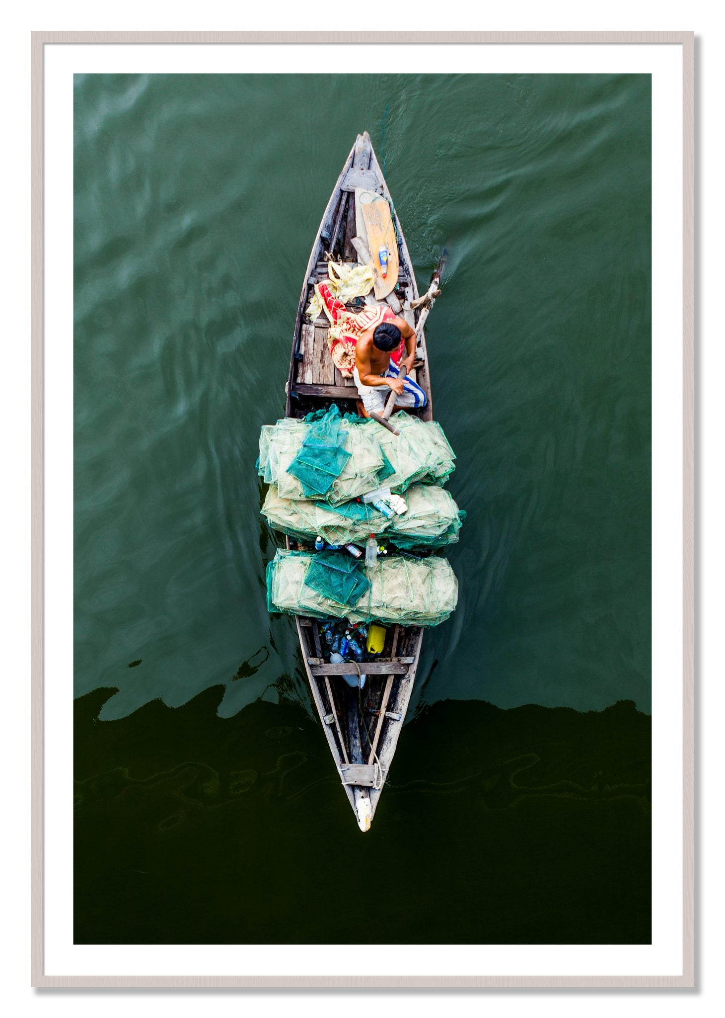 Framed photograph of Hanoi Vietnam by Dylan Ozanich, White Maple frame, Borders
