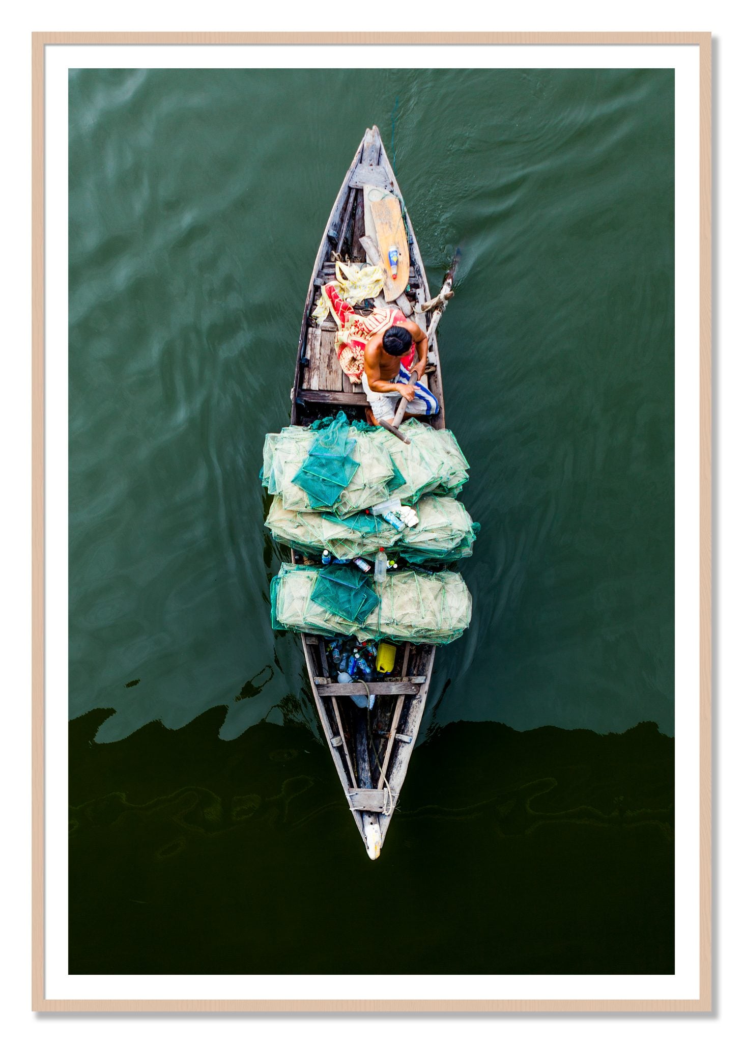 Framed photograph of Hanoi Vietnam by Dylan Ozanich, Maple frame, Borders