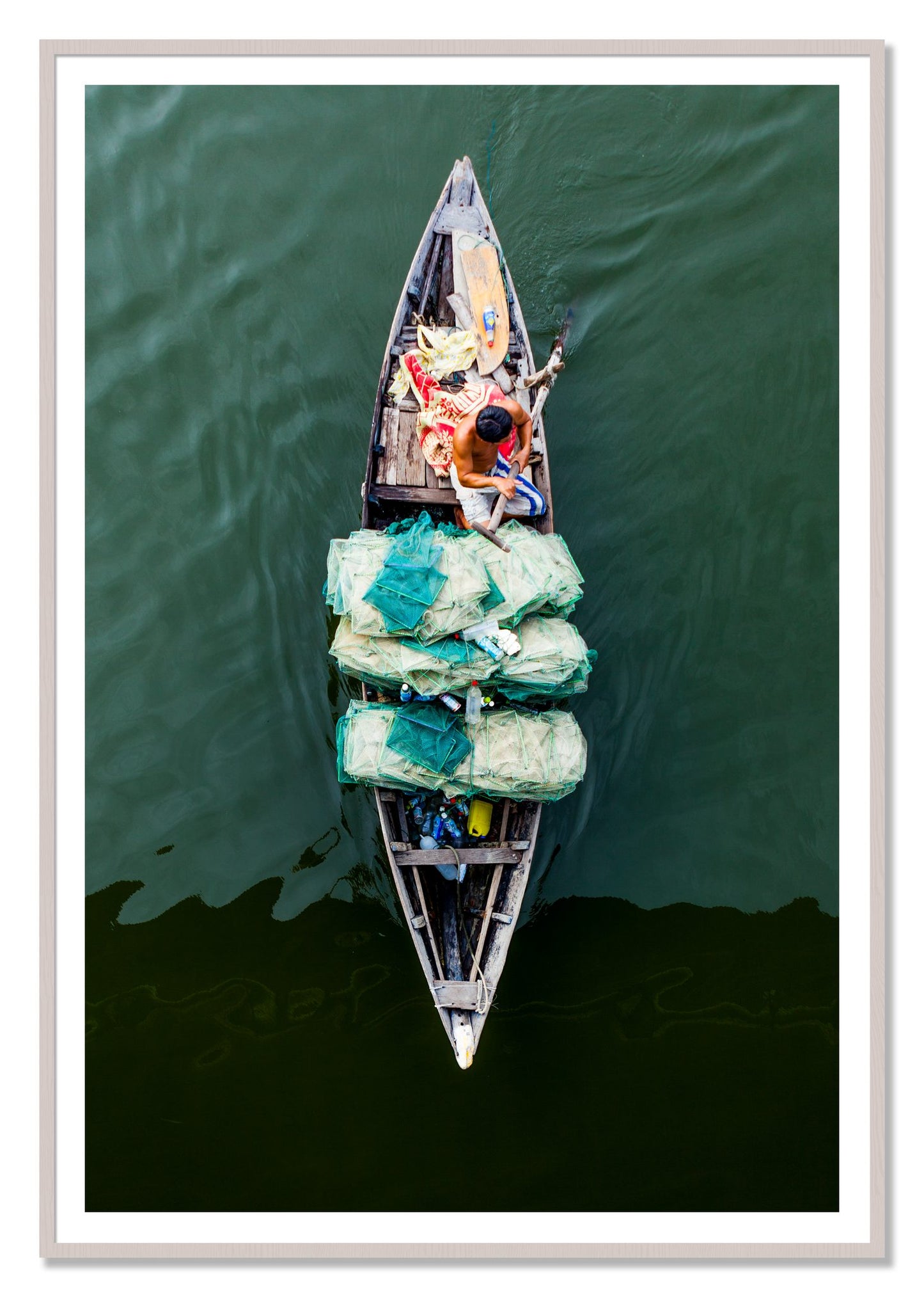Framed photograph of Hanoi Vietnam by Dylan Ozanich, White Maple frame, Borders