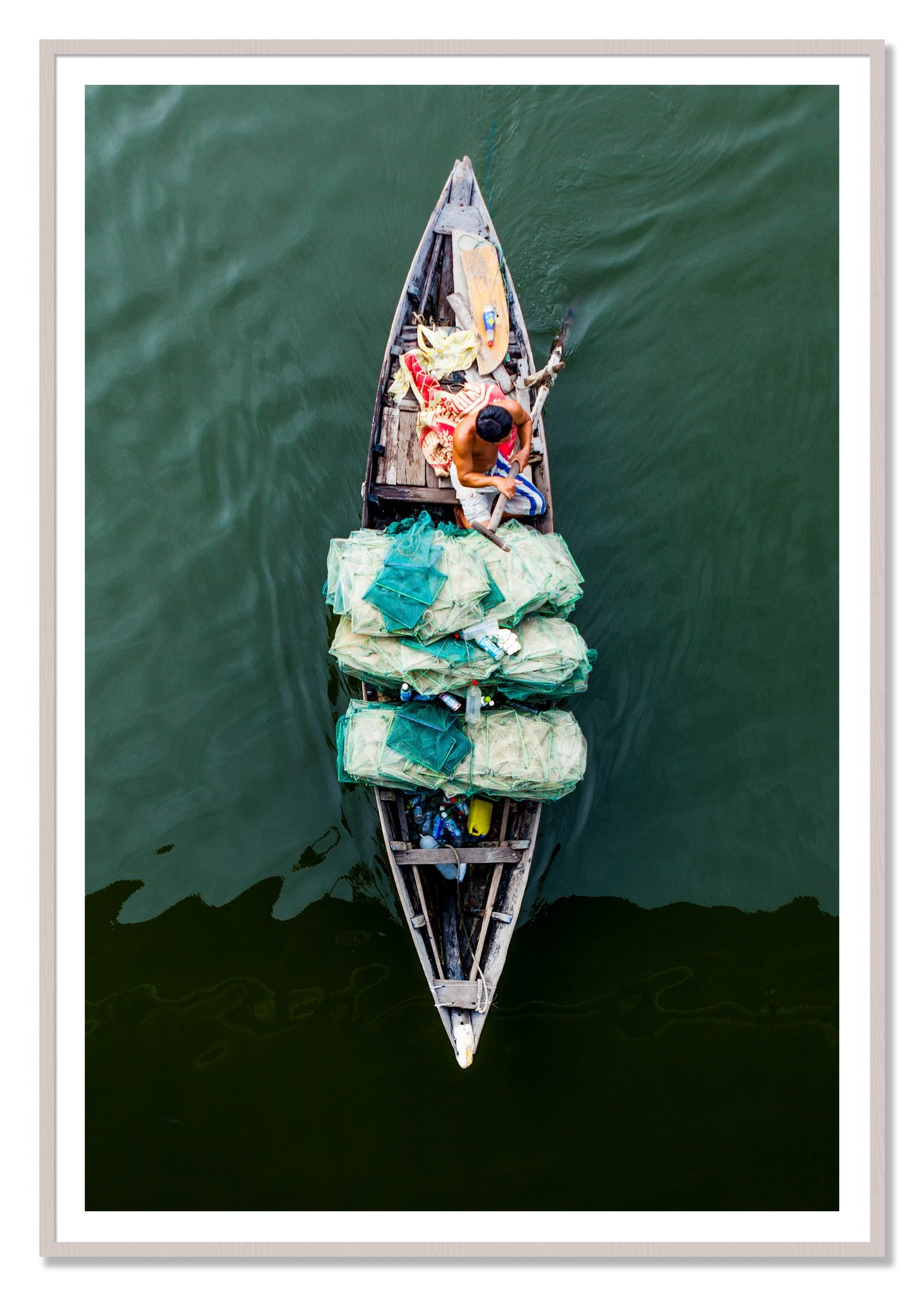 Framed photograph of Hanoi Vietnam by Dylan Ozanich, White Maple frame, Borders
