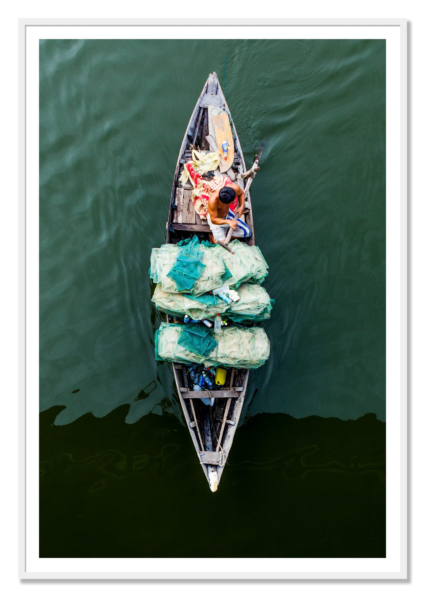 Framed photograph of Hanoi Vietnam by Dylan Ozanich, White frame, Borders