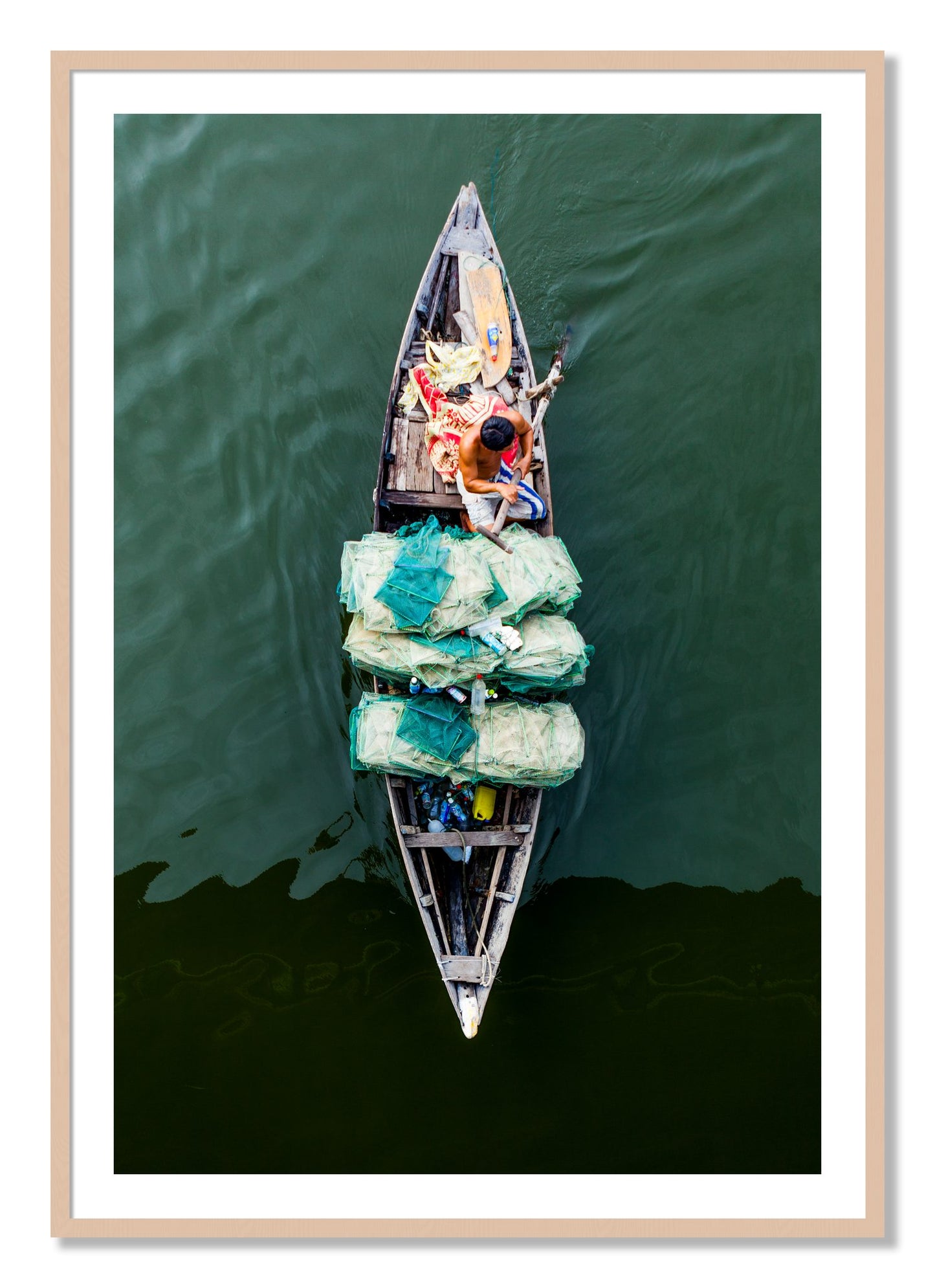 Framed photograph of Hanoi Vietnam by Dylan Ozanich, Maple frame, Borders