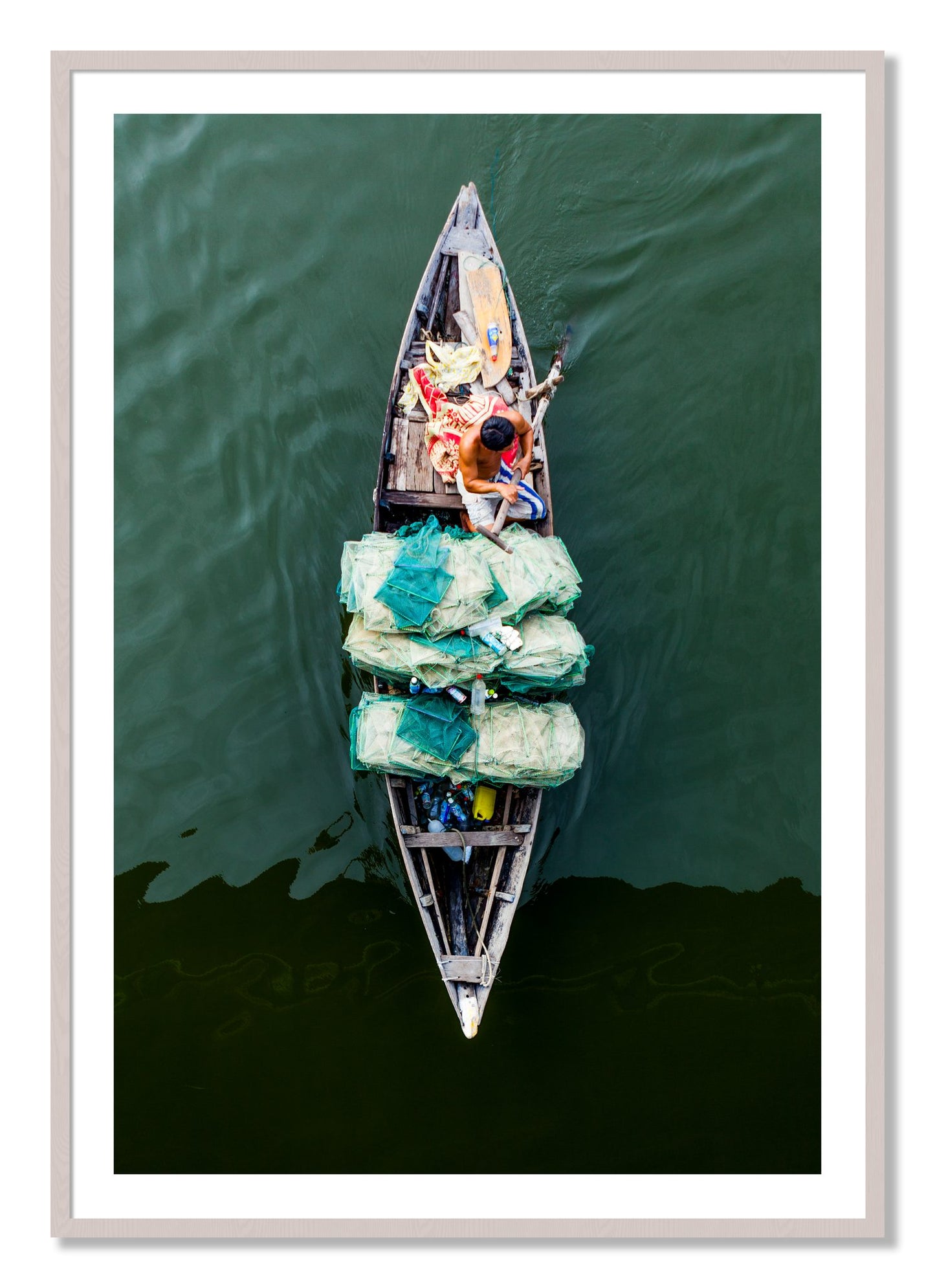 Framed photograph of Hanoi Vietnam by Dylan Ozanich, White Maple frame, Borders