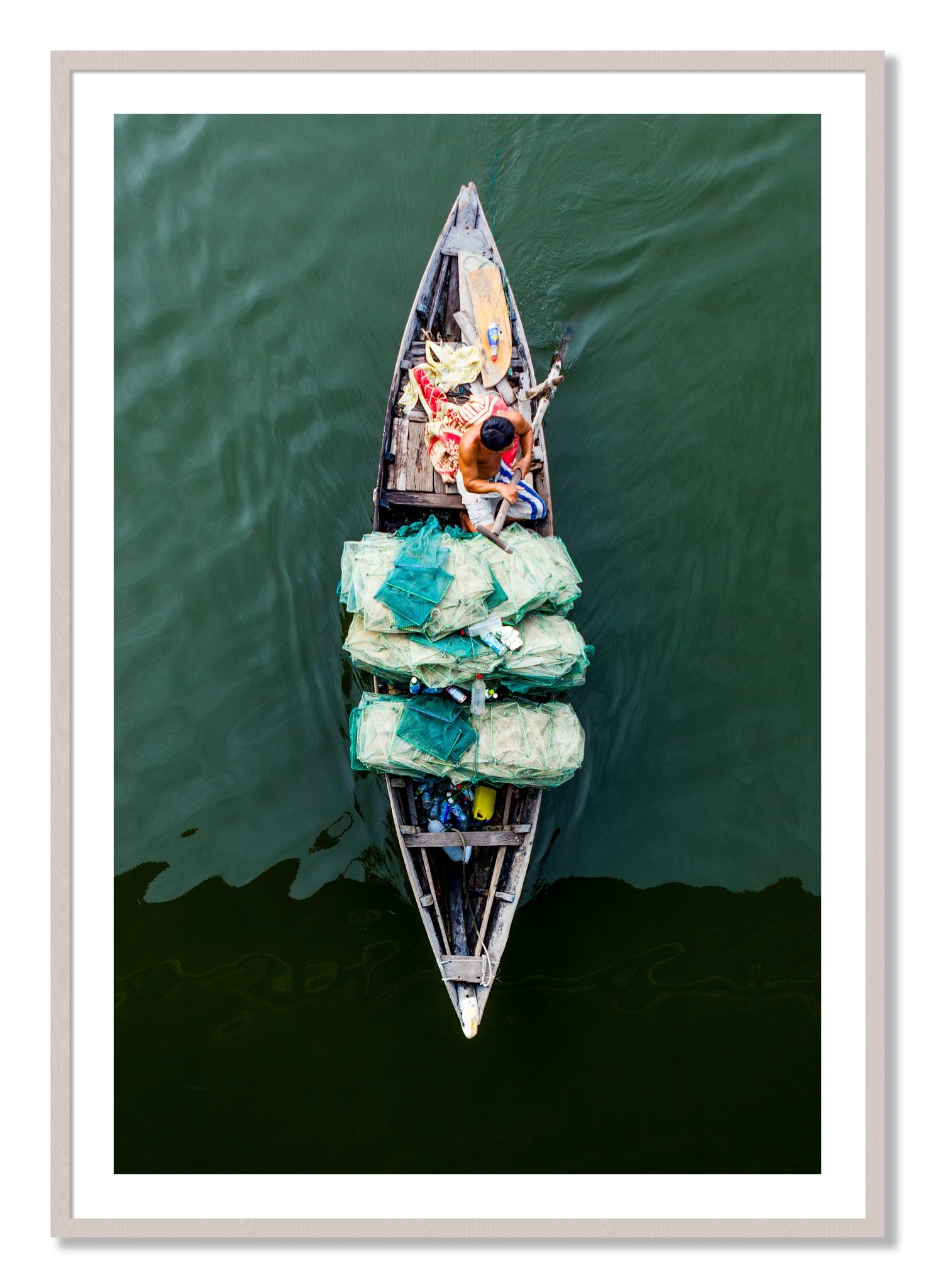 Framed photograph of Hanoi Vietnam by Dylan Ozanich, White Maple frame, Borders