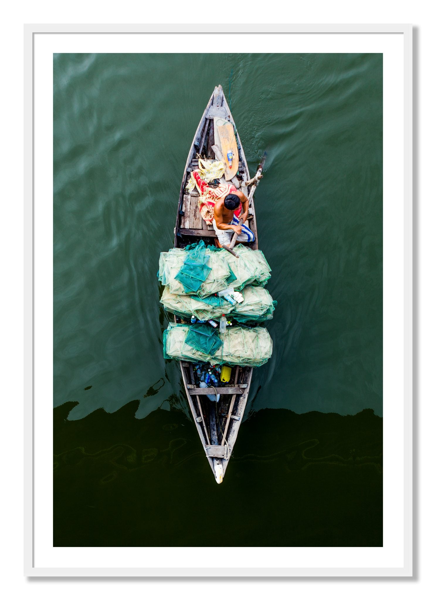 Framed photograph of Hanoi Vietnam by Dylan Ozanich, White frame, Borders