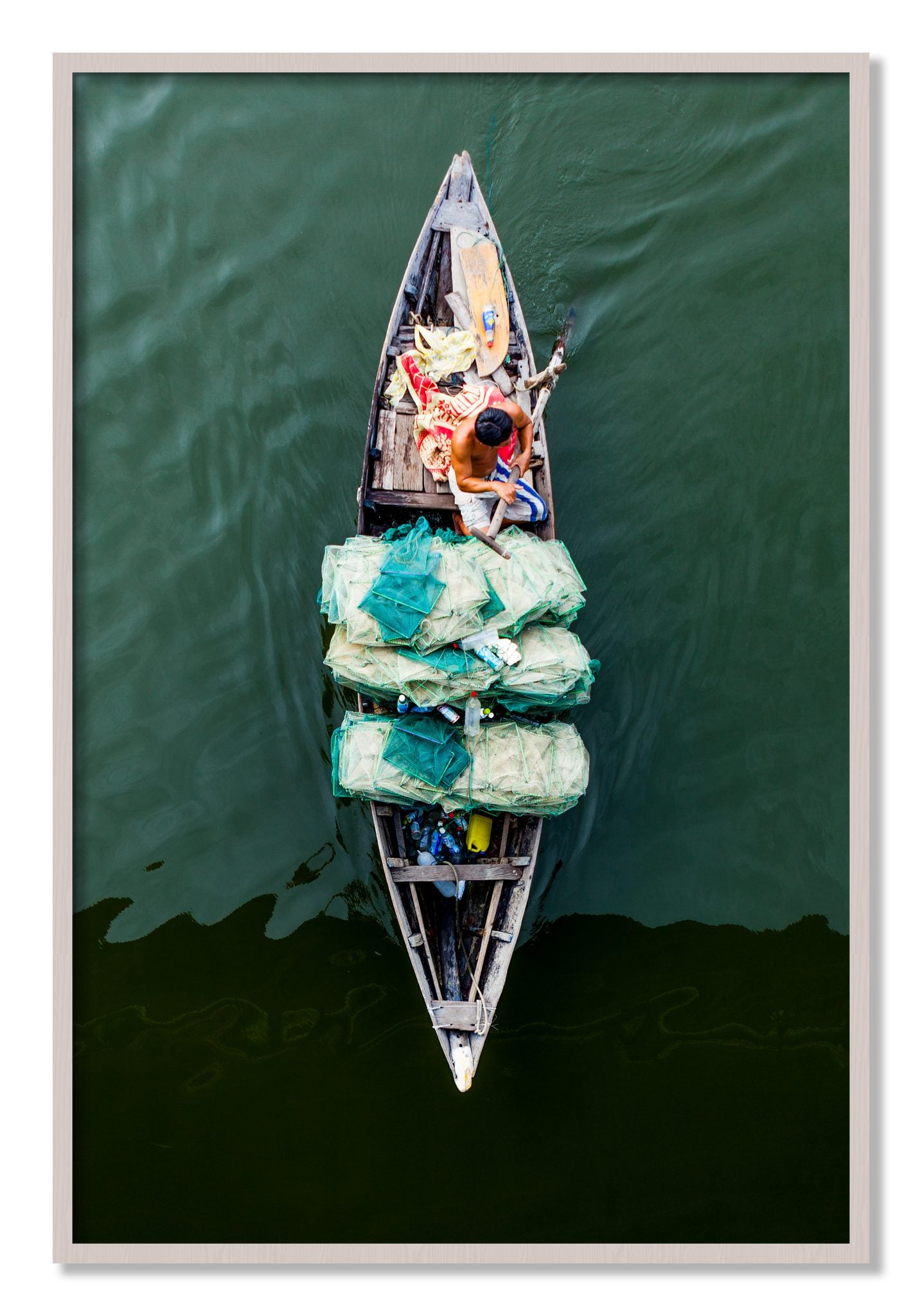Framed photograph of Hanoi Vietnam by Dylan Ozanich, White Maple frame, Full Bleed