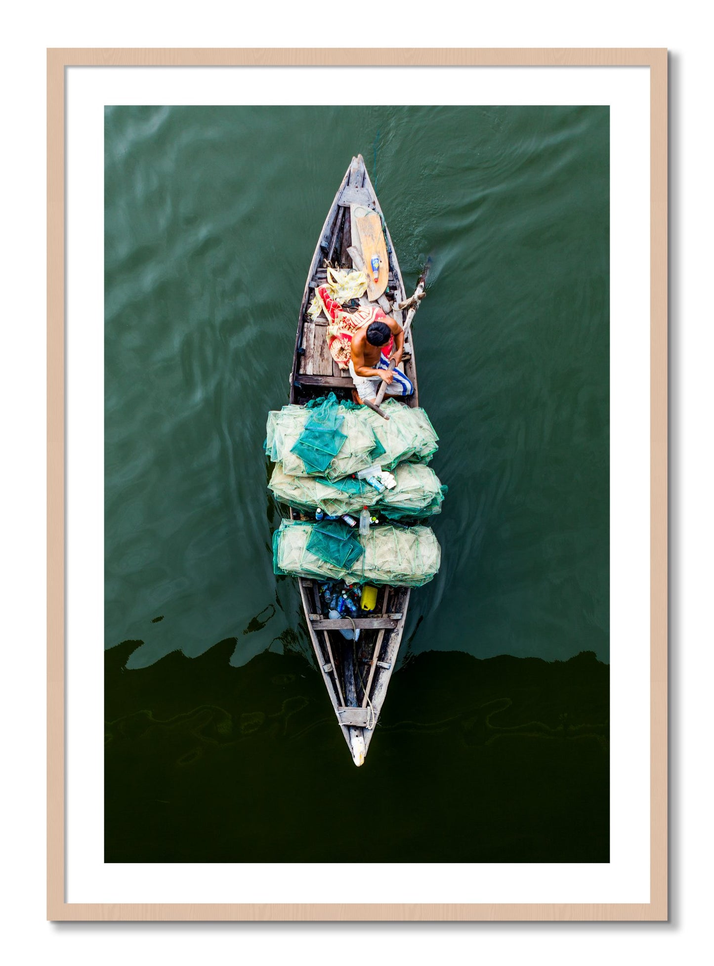 Framed photograph of Hanoi Vietnam by Dylan Ozanich, Maple frame, Borders