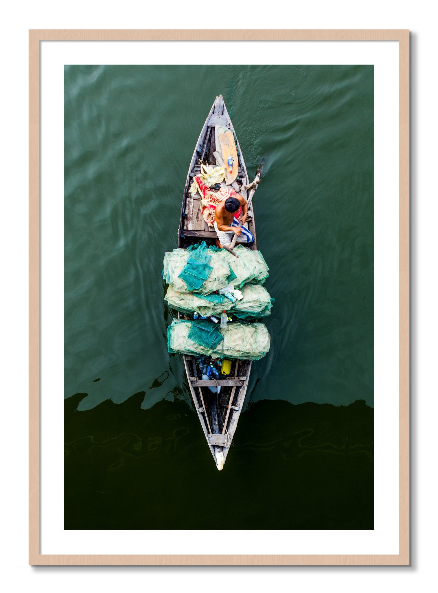 Framed photograph of Hanoi Vietnam by Dylan Ozanich, Maple frame, Borders