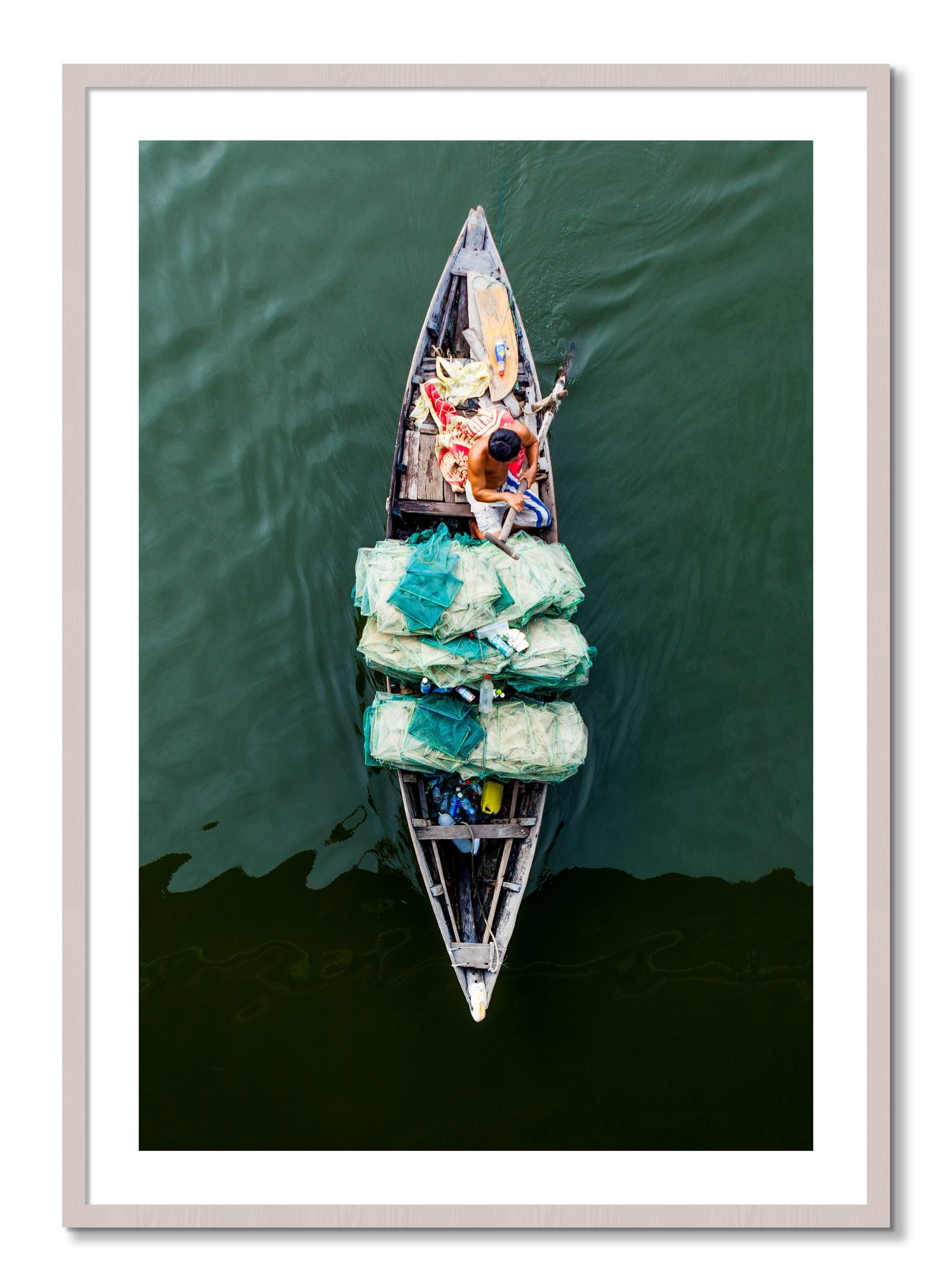 Framed photograph of Hanoi Vietnam by Dylan Ozanich, White Maple frame, Borders