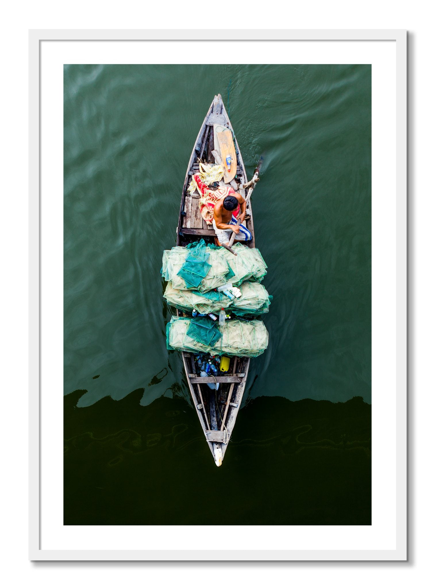 Framed photograph of Hanoi Vietnam by Dylan Ozanich, White frame, Borders