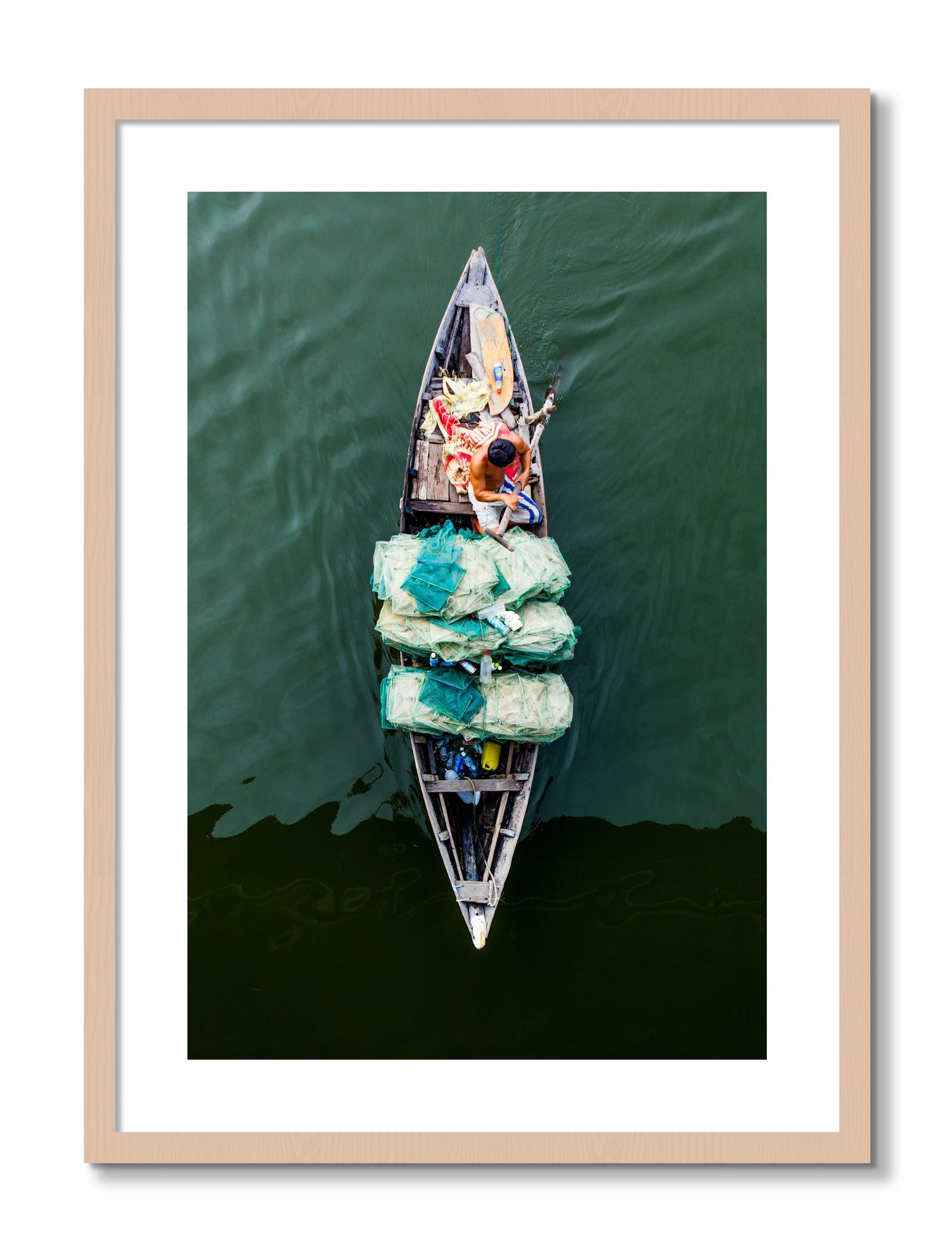 Framed photograph of Hanoi Vietnam by Dylan Ozanich, Maple frame, Borders
