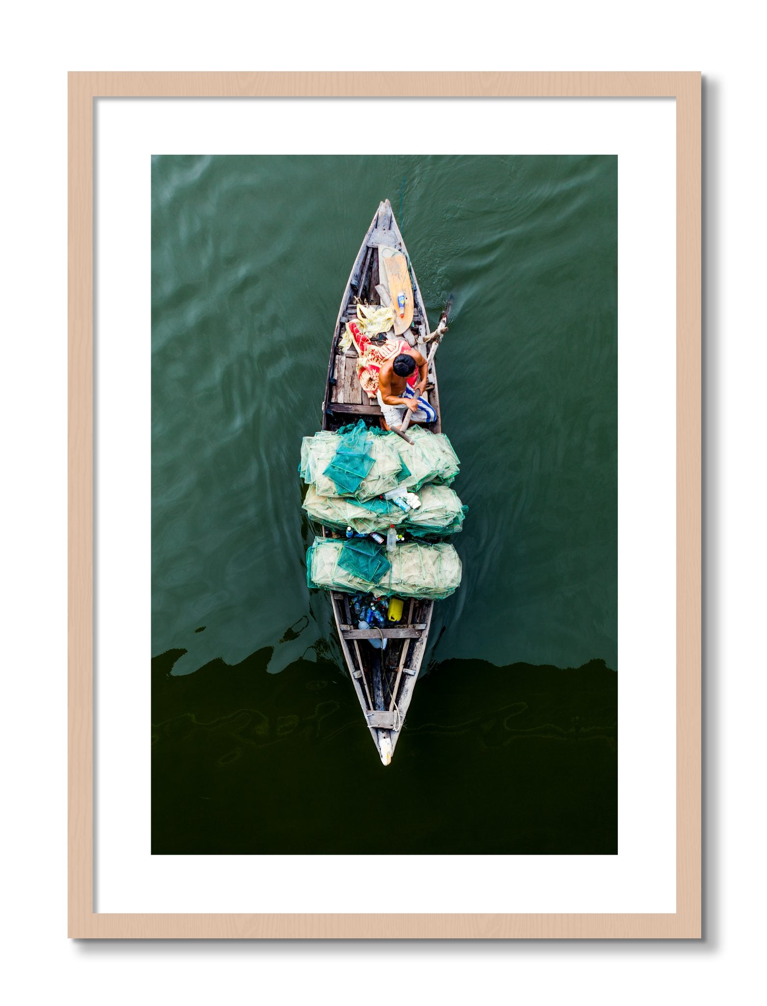 Framed photograph of Hanoi Vietnam by Dylan Ozanich, Maple frame, Borders