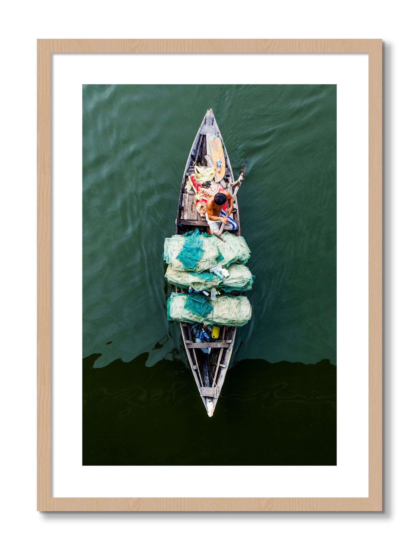 Framed photograph of Hanoi Vietnam by Dylan Ozanich, Oak frame, Borders