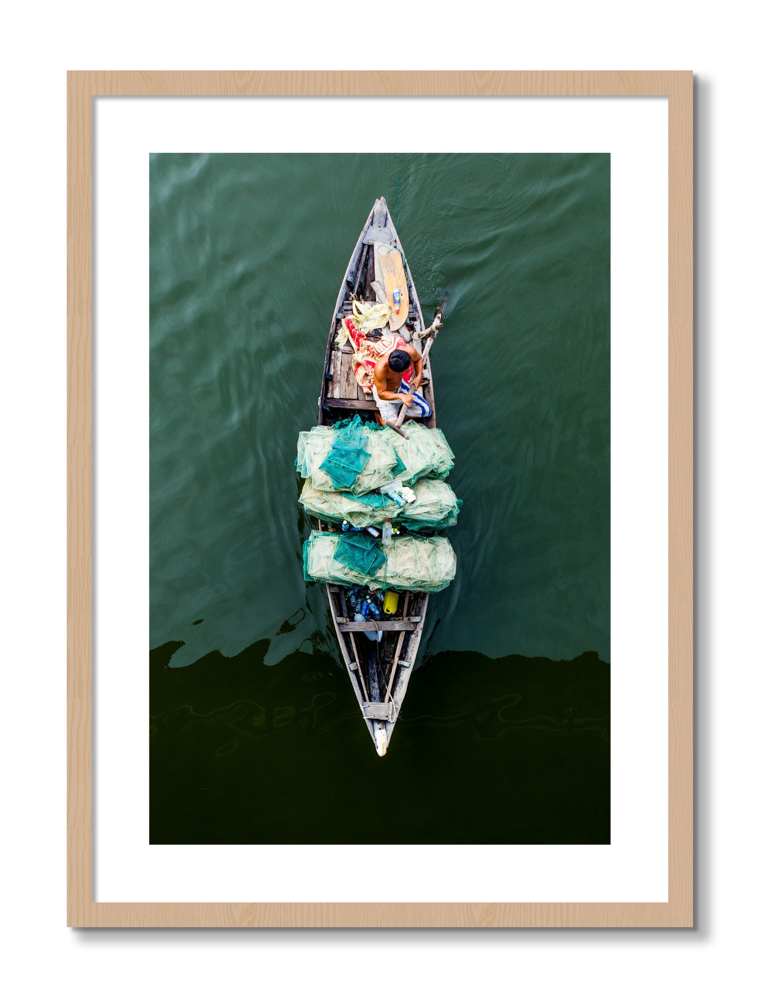 Framed photograph of Hanoi Vietnam by Dylan Ozanich, Oak frame, Borders